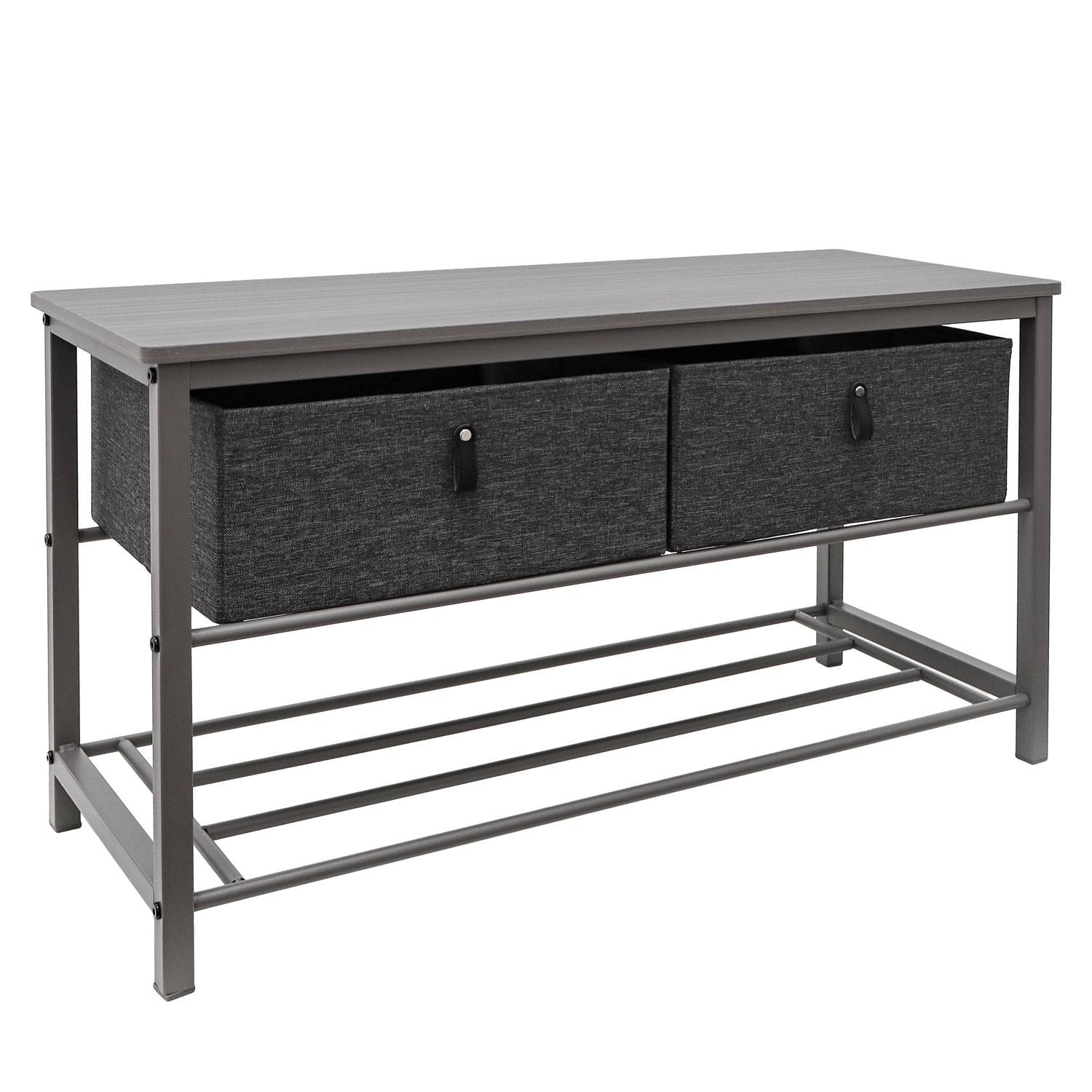 Schuhbank mit Sitzfläche Holz - 80x30x45 Garderobenbank mit Schuhregal und Boxen