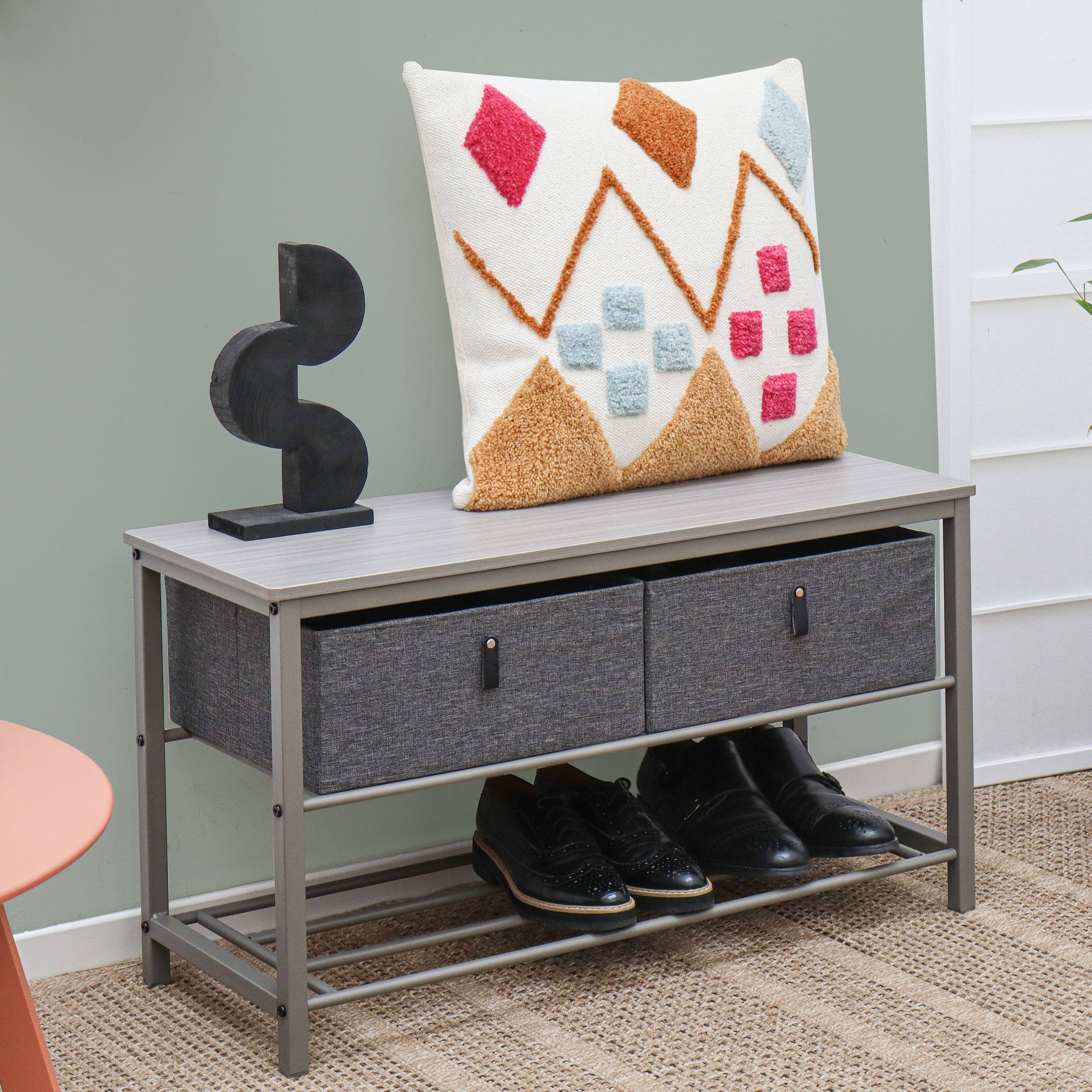 Schuhbank mit Sitzfläche Holz - 80x30x45 Garderobenbank mit Schuhregal und Boxen