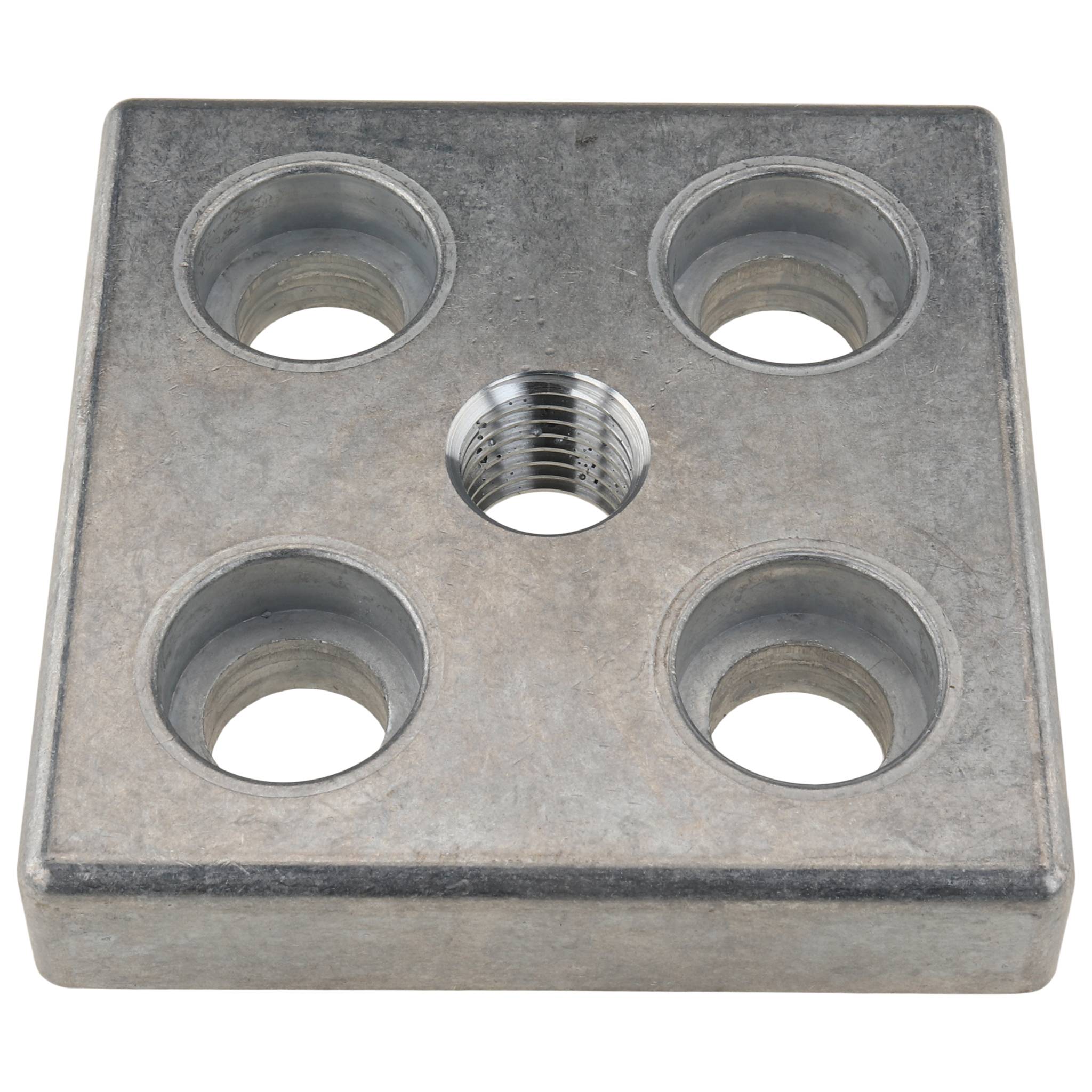 Platte, Transport- und Fußplatte M16, 80x80x16, Zink-Druckguß, blank