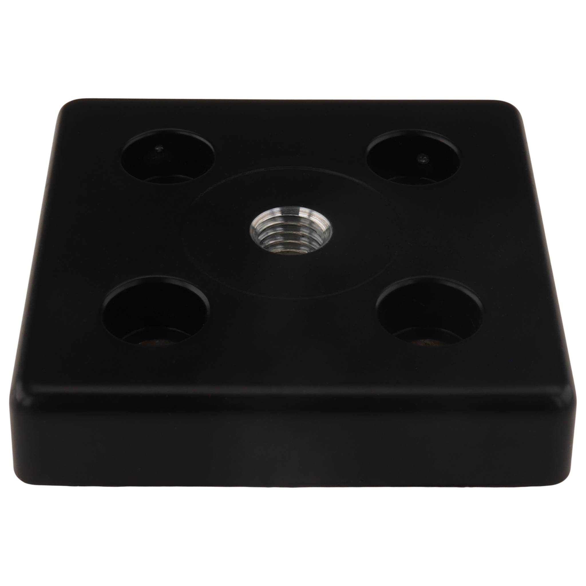 Platte, Transport- und Fußplatte M12, 80x80x16, Zink-Druckguß, pulverbeschichtet, schwarz