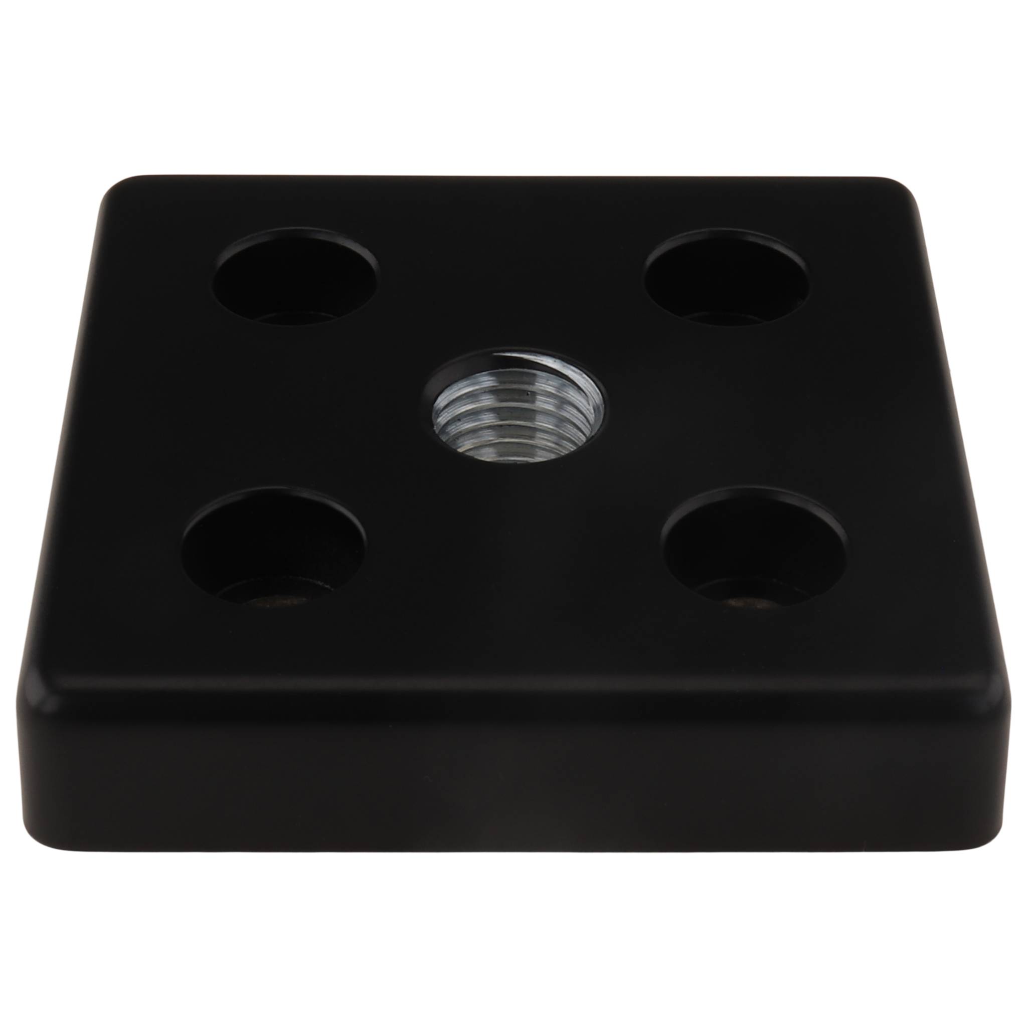 Platte, Transport- und Fußplatte M16, 80x80x16, Zink-Druckguß, pulverbeschichtet, schwarz