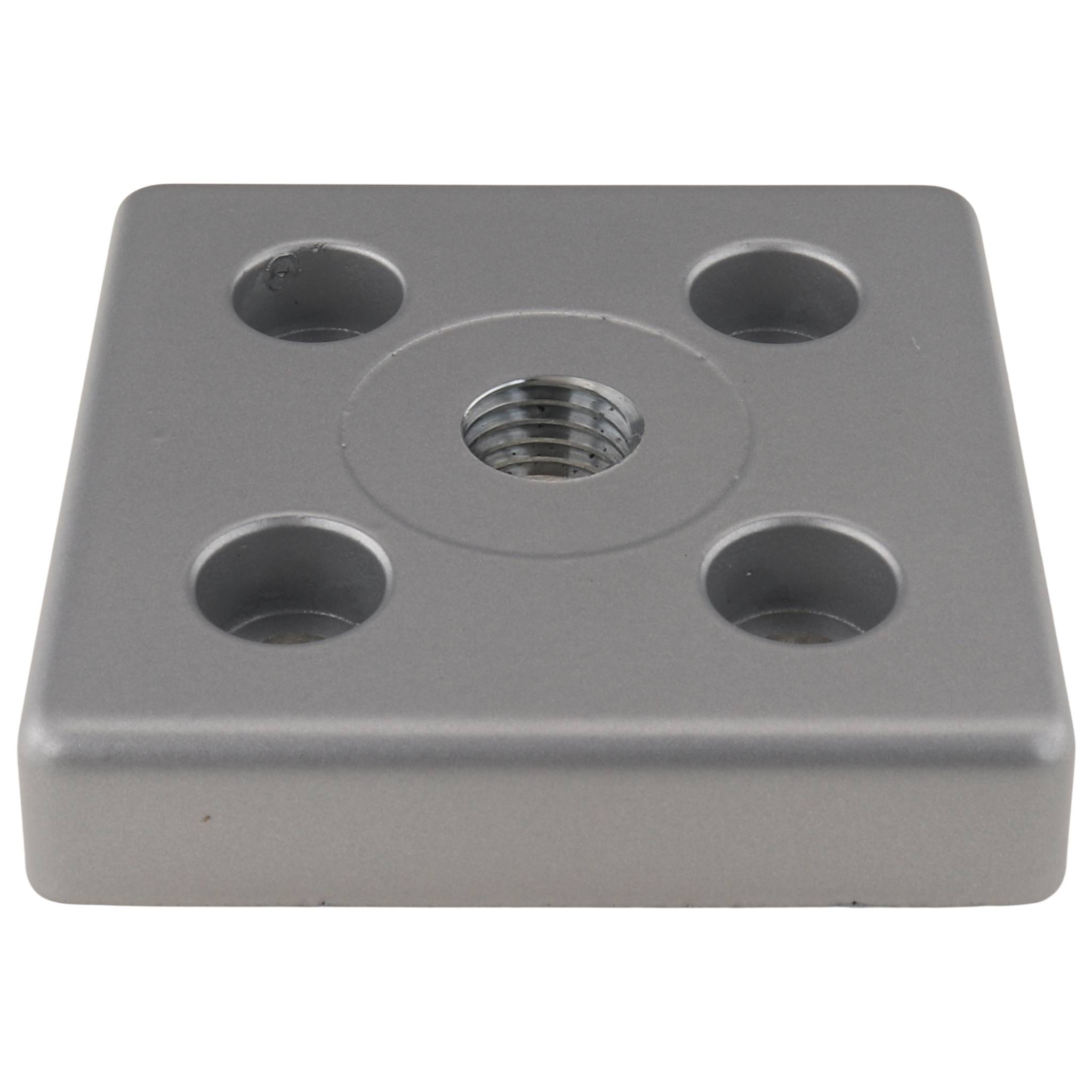 Platte, Transport- und Fußplatte M16, 80x80x16, Zink-Druckguß, pulverbeschichtet, alufarbig