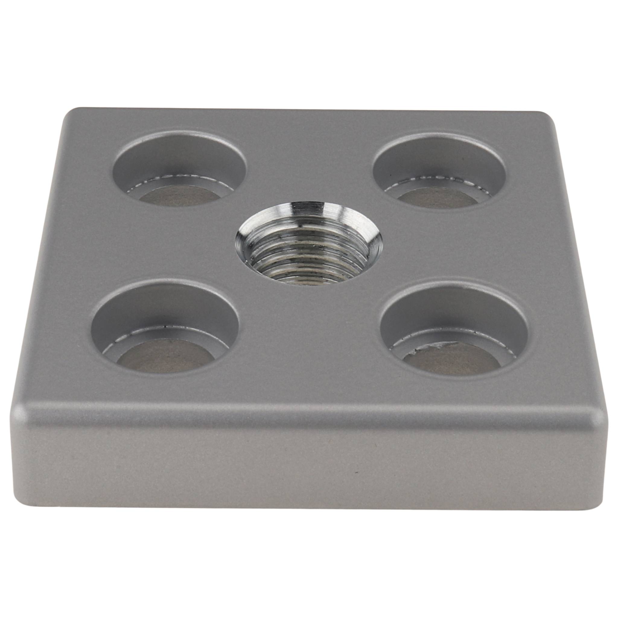 Platte, Transport- und Fußplatte M20, 80x80x16, Zink-Druckguß, pulverbeschichtet, alufarbig