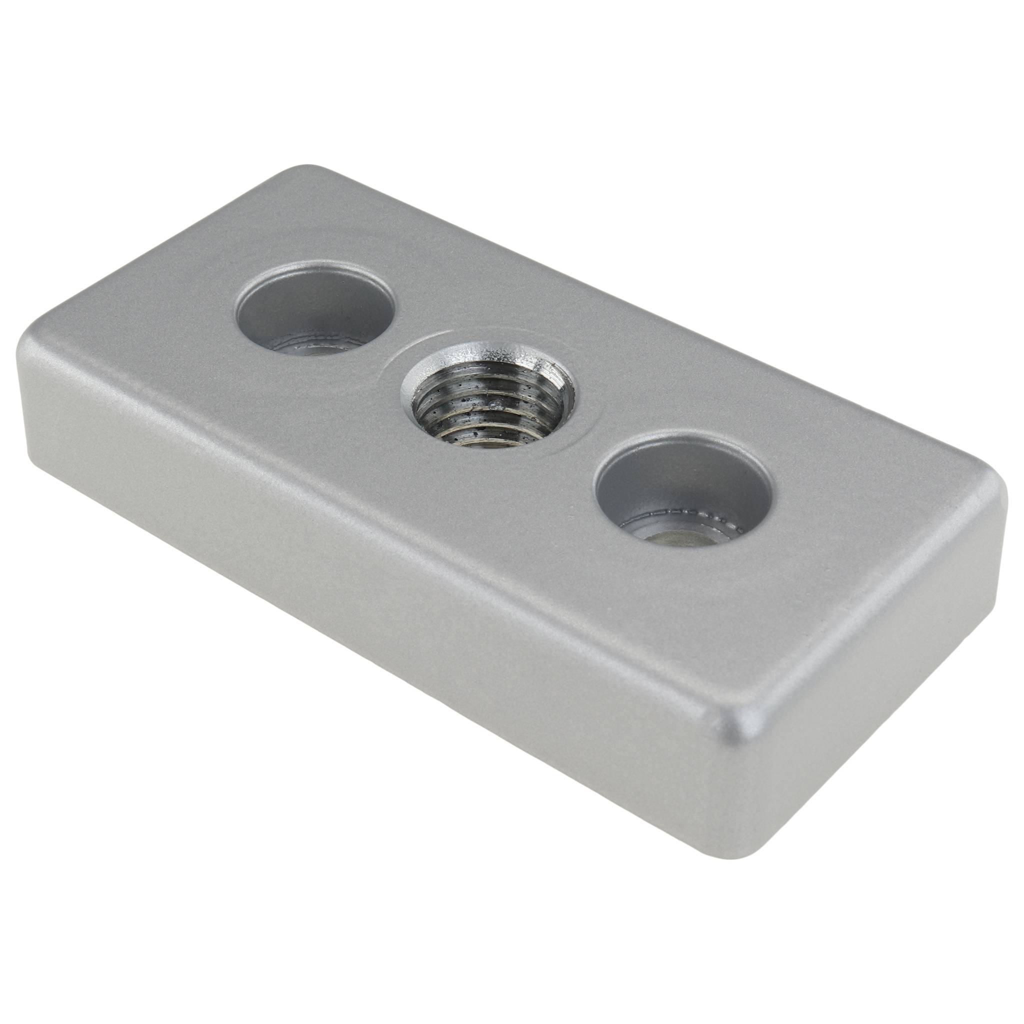 Platte, Transport- und Fußplatte M16, 45x90x16, Zink-Druckguß, pulverbeschichtet, alufarbig