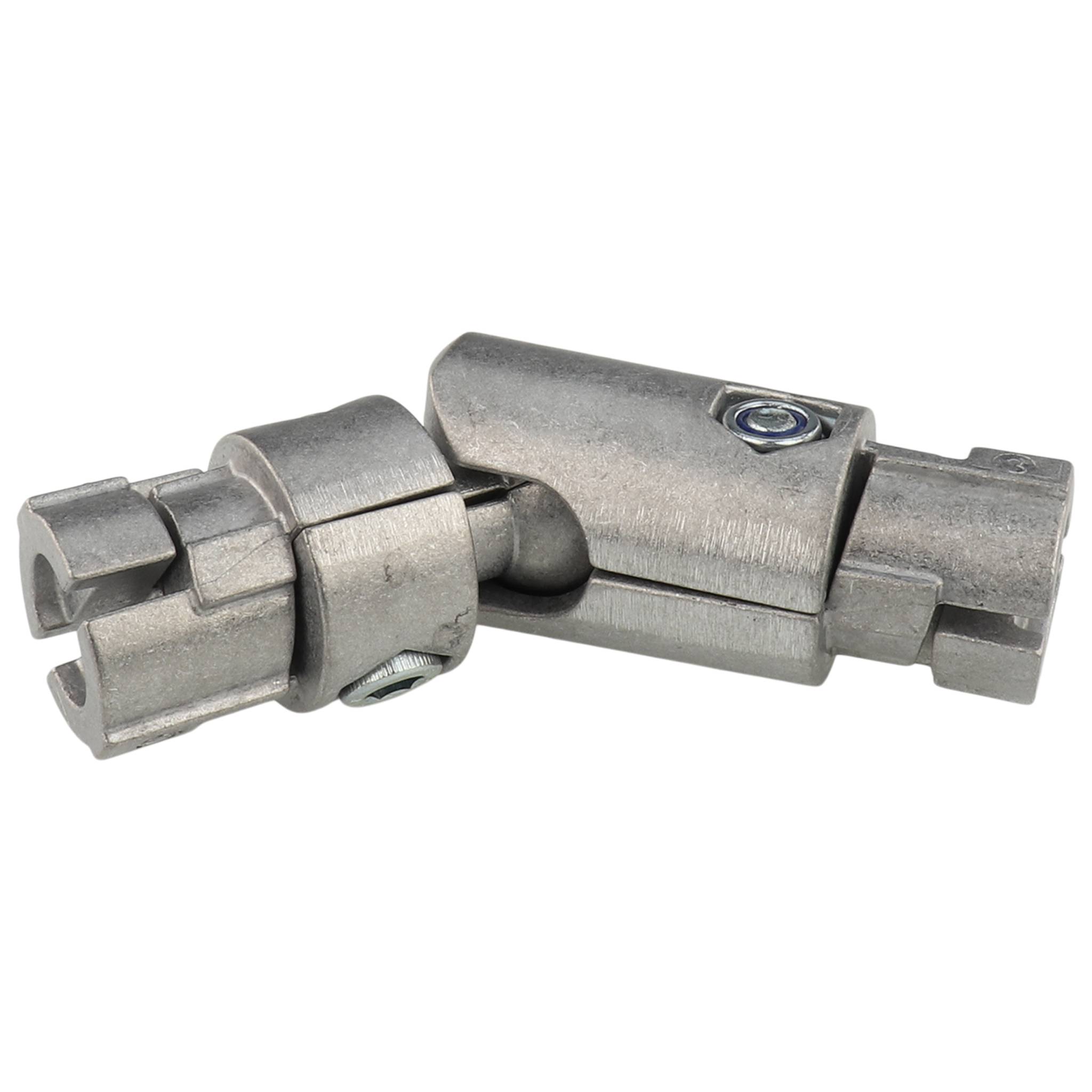 Verbinder, Innenliegender Kugel-Stossverbinder D28, 100x28x28, Aluminiumdruckguß, blank, alufarbig