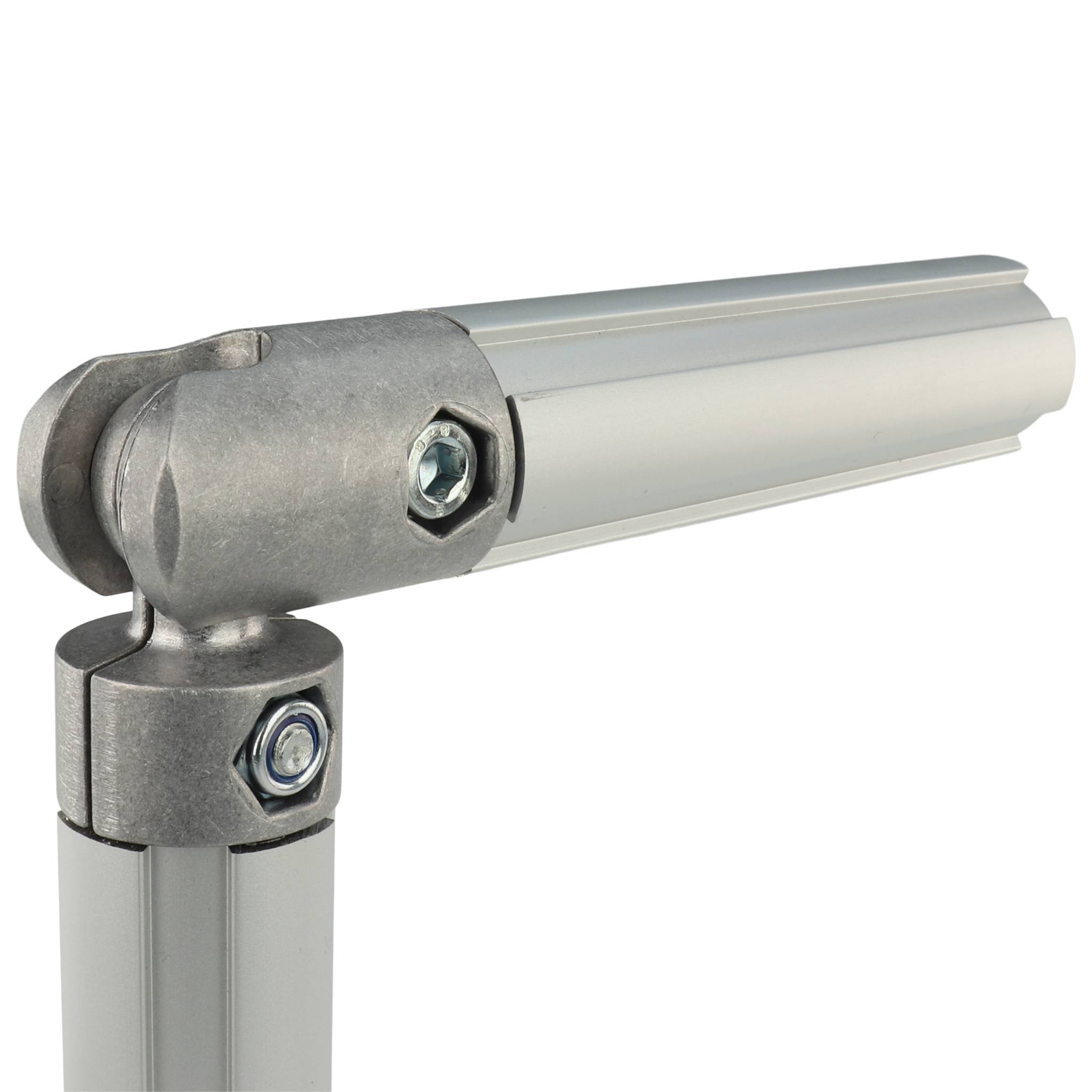 Verbinder, Innenliegender Kugel-Stossverbinder D28, 100x28x28, Aluminiumdruckguß, blank, alufarbig