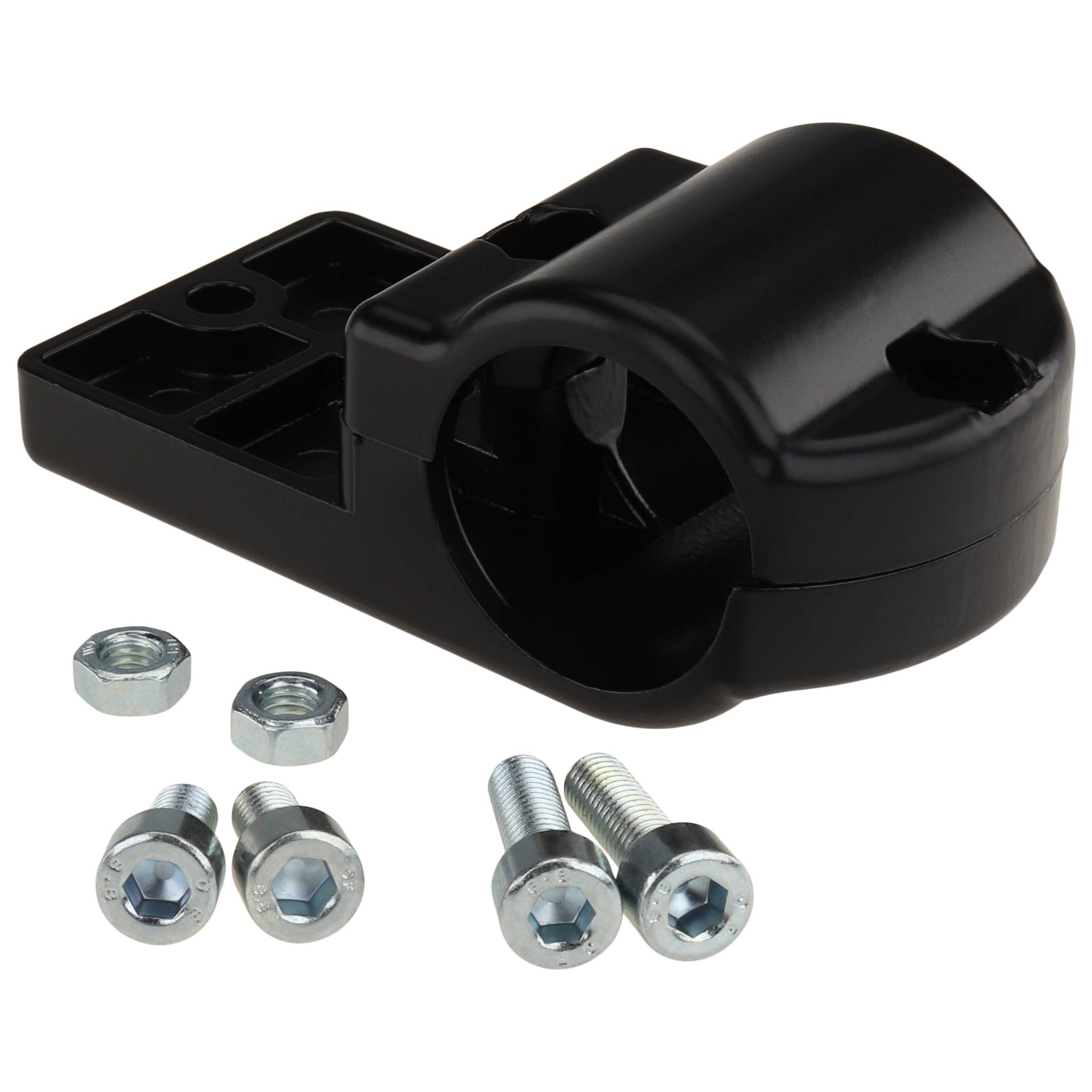 Befestigungsklemme, 84x36x40, Zink-Druckguß, pulverbeschichtet, schwarz