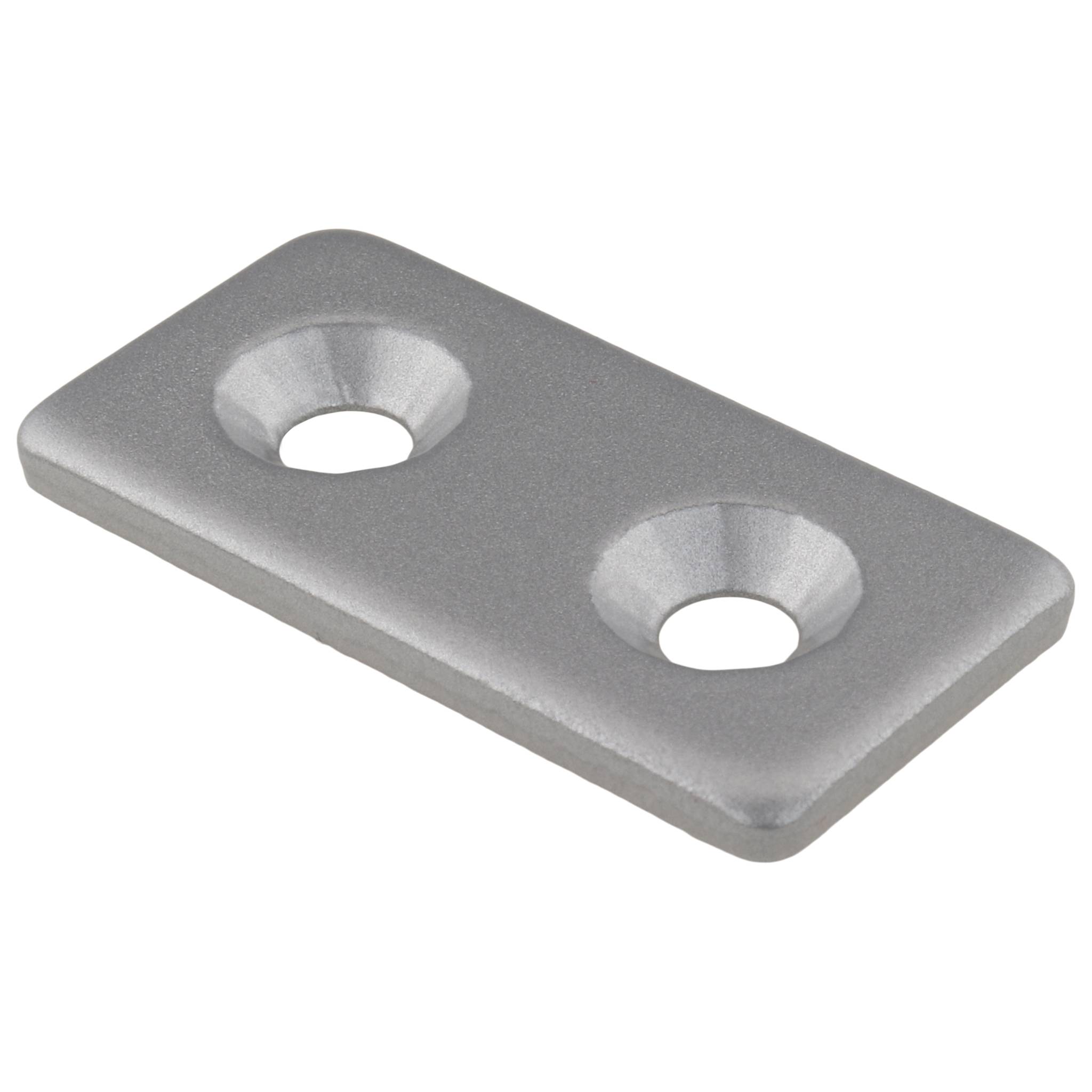 Platte, Verbinderplatte, 40x20x3, Stahl, pulverbeschichtet, alufarbig