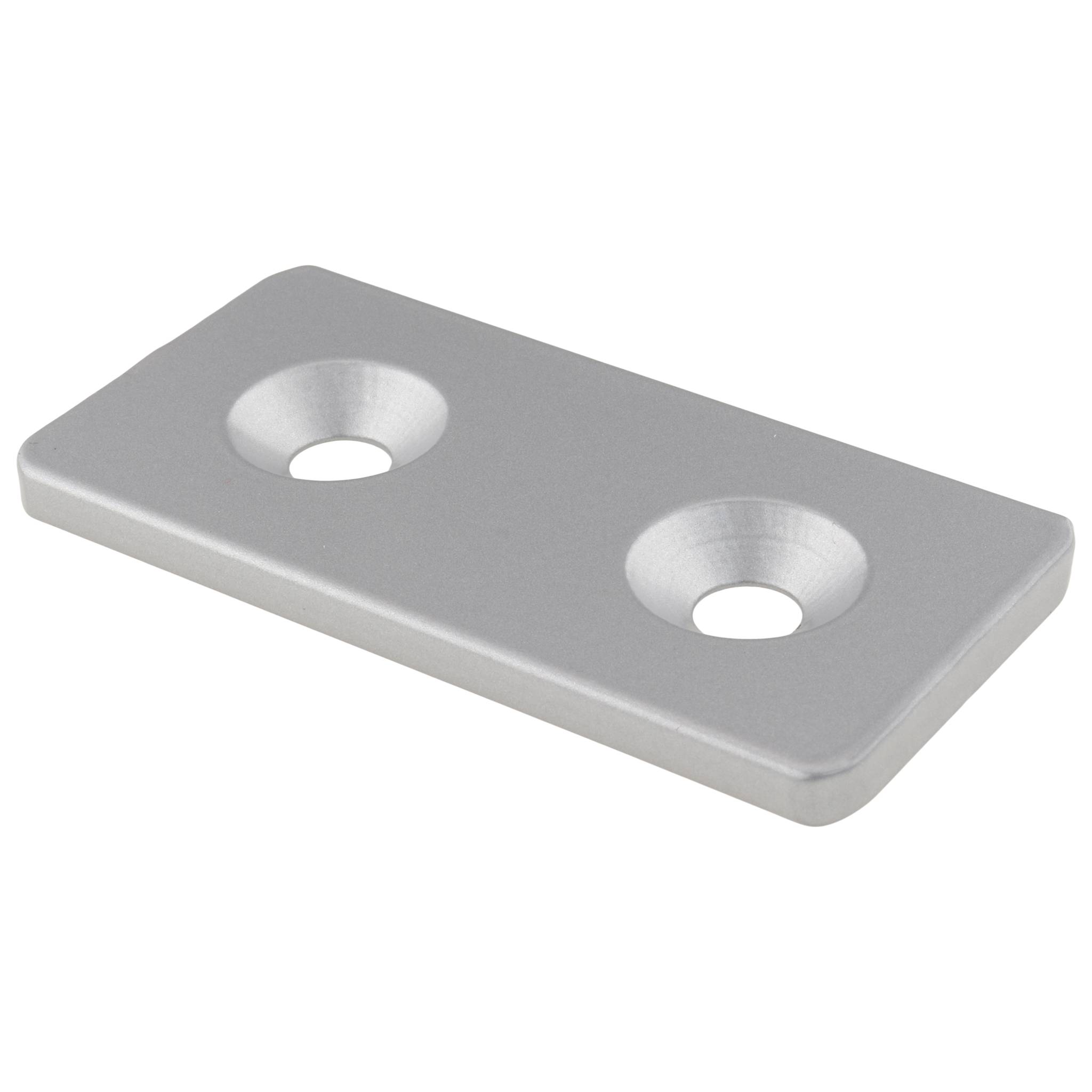 Platte, Verbinderplatte, 80x40x5, Stahl, pulverbeschichtet, alufarbig