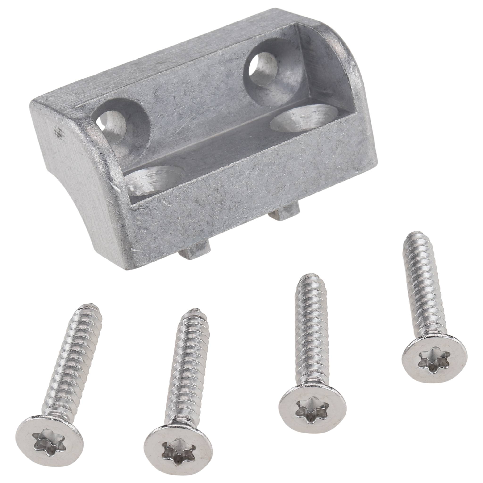 Verbinder, Rahmen Eckverbinder, 45x22,5x22,5, Aluminiumdruckguß, pulverbeschichtet, alufarbig