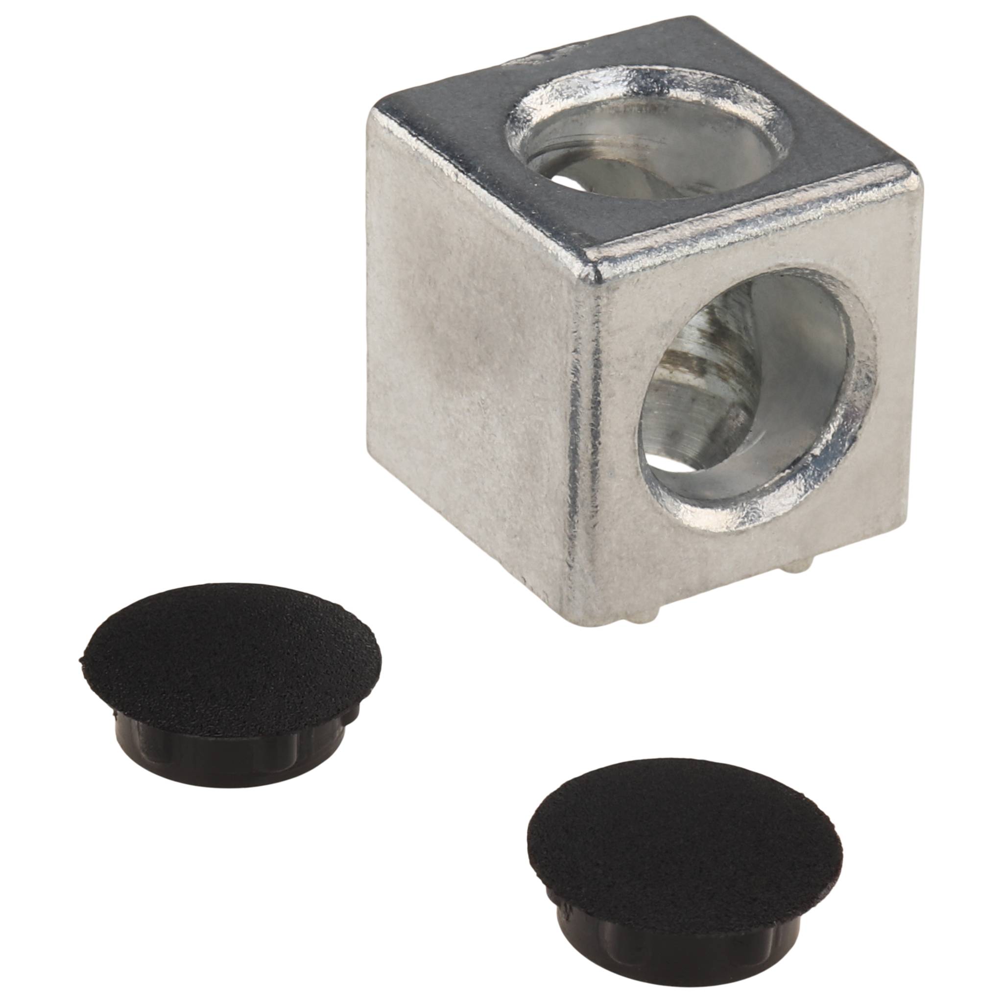 Verbinder, Würfelverbinder, 20x20x20, Zink-Druckguß, blank, alufarbig