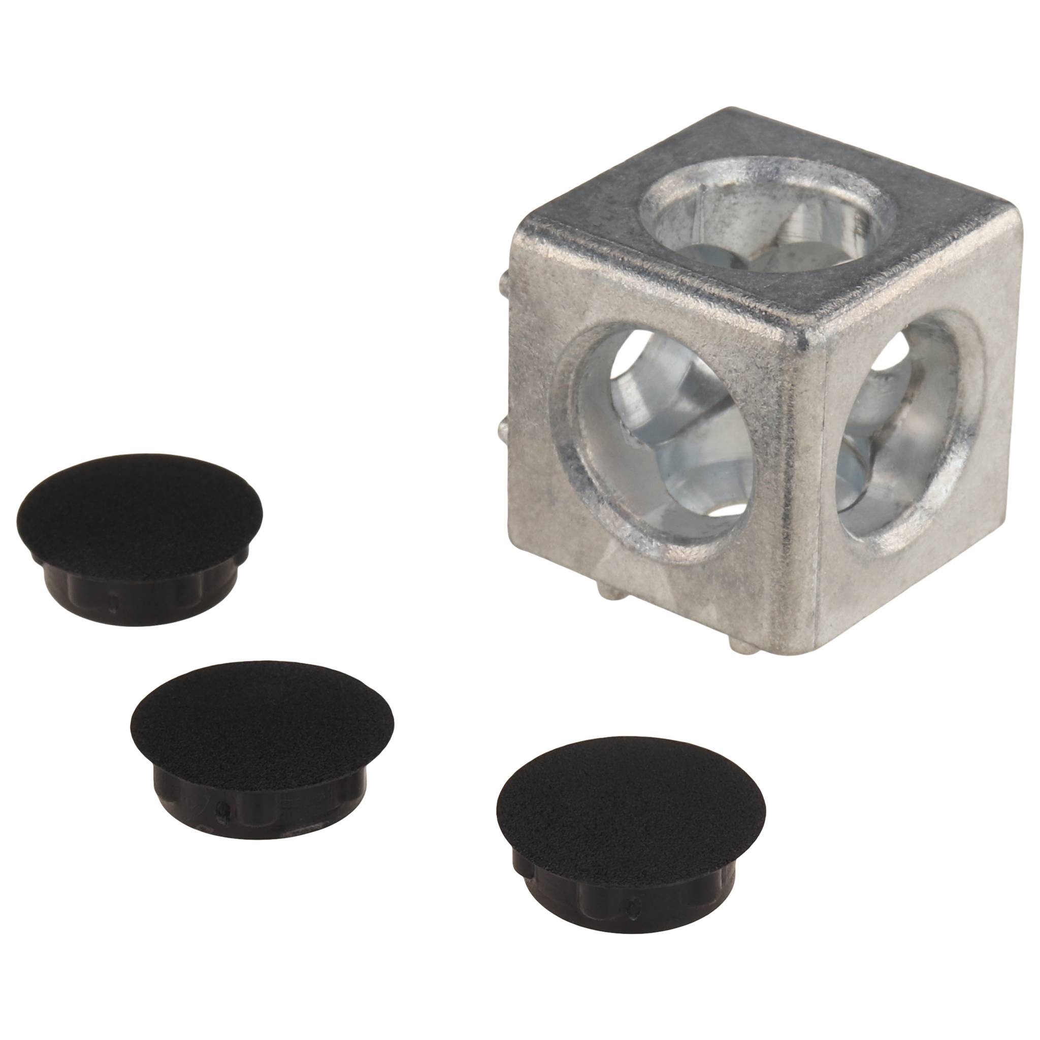 Verbinder, Würfelverbinder, 20x20x20, Zink-Druckguß, blank, alufarbig