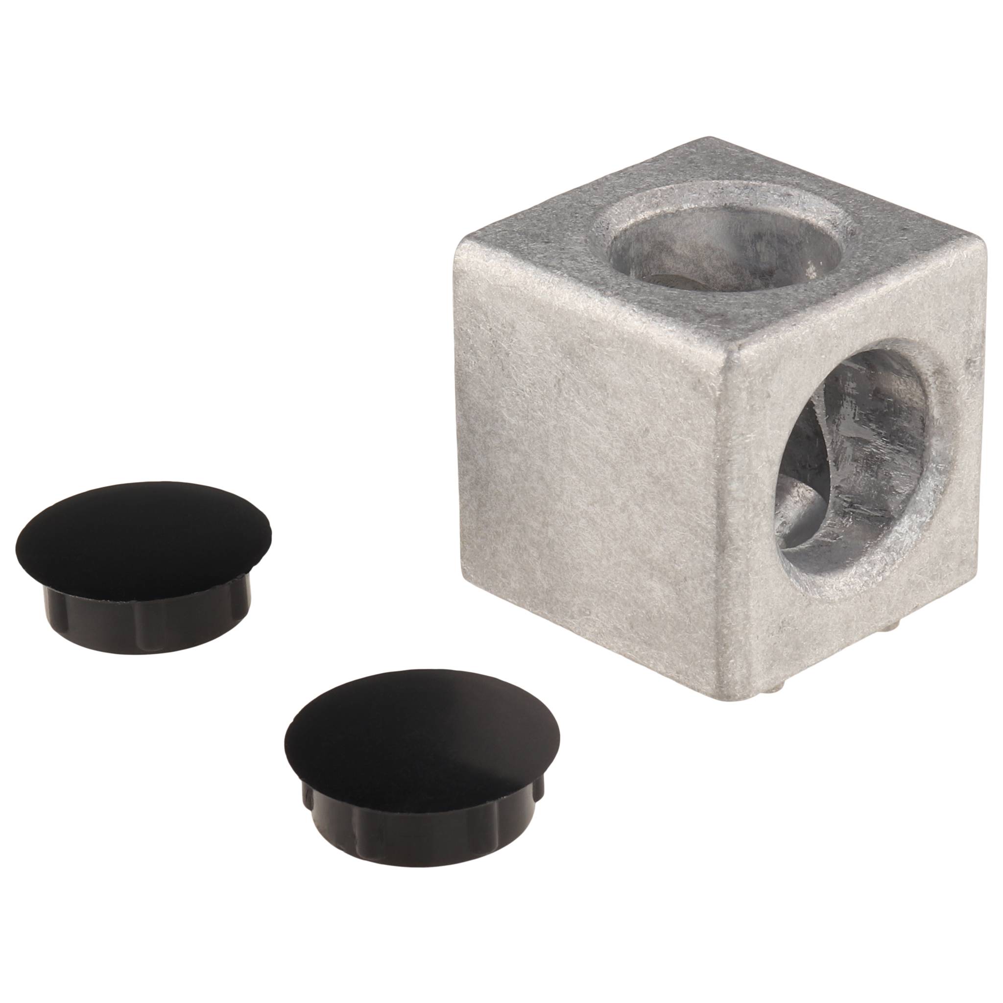 Verbinder, Würfelverbinder, 30x30x30, Aluminiumdruckguß, blank, alufarbig