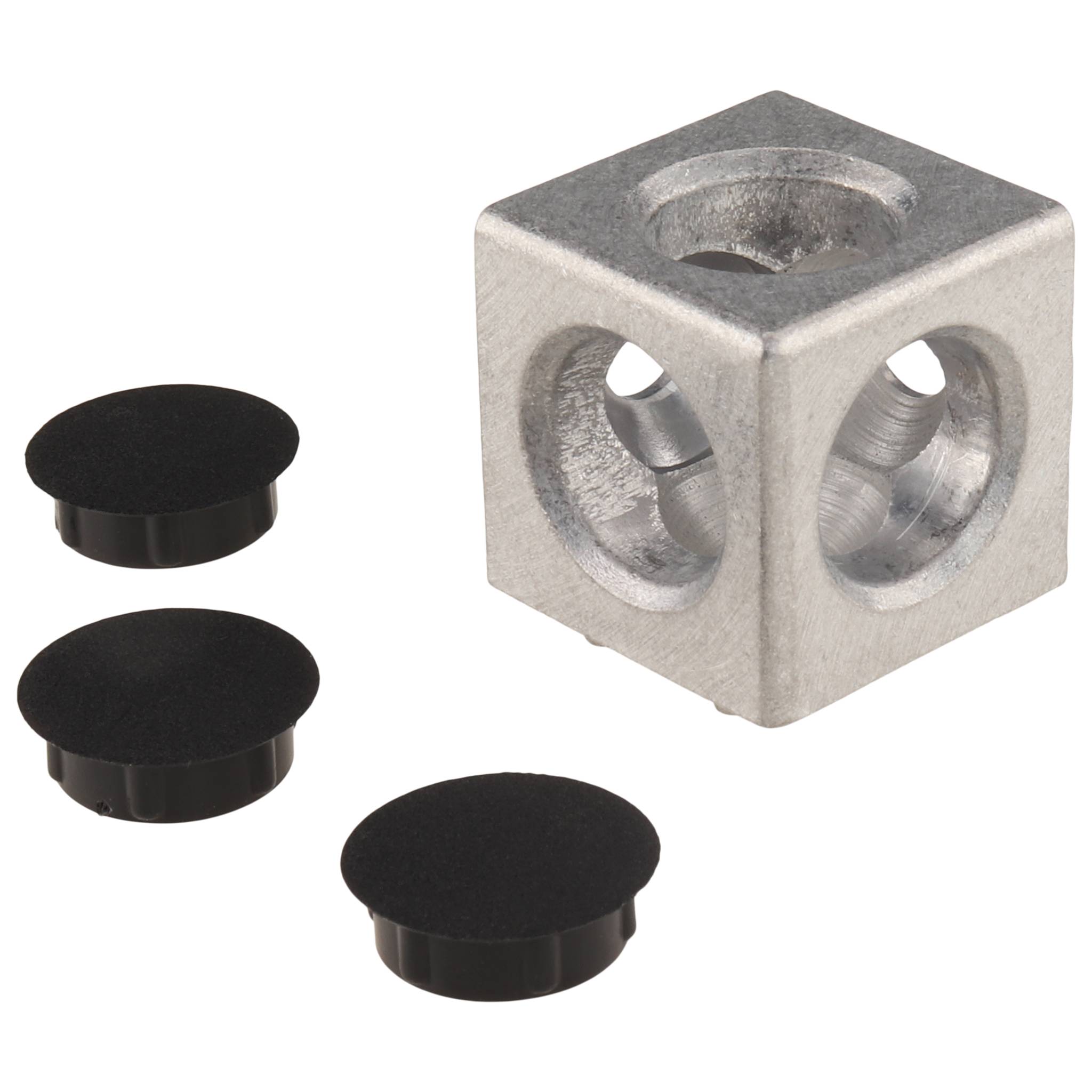 Verbinder, Würfelverbinder, 30x30x30, Aluminiumdruckguß, blank, alufarbig