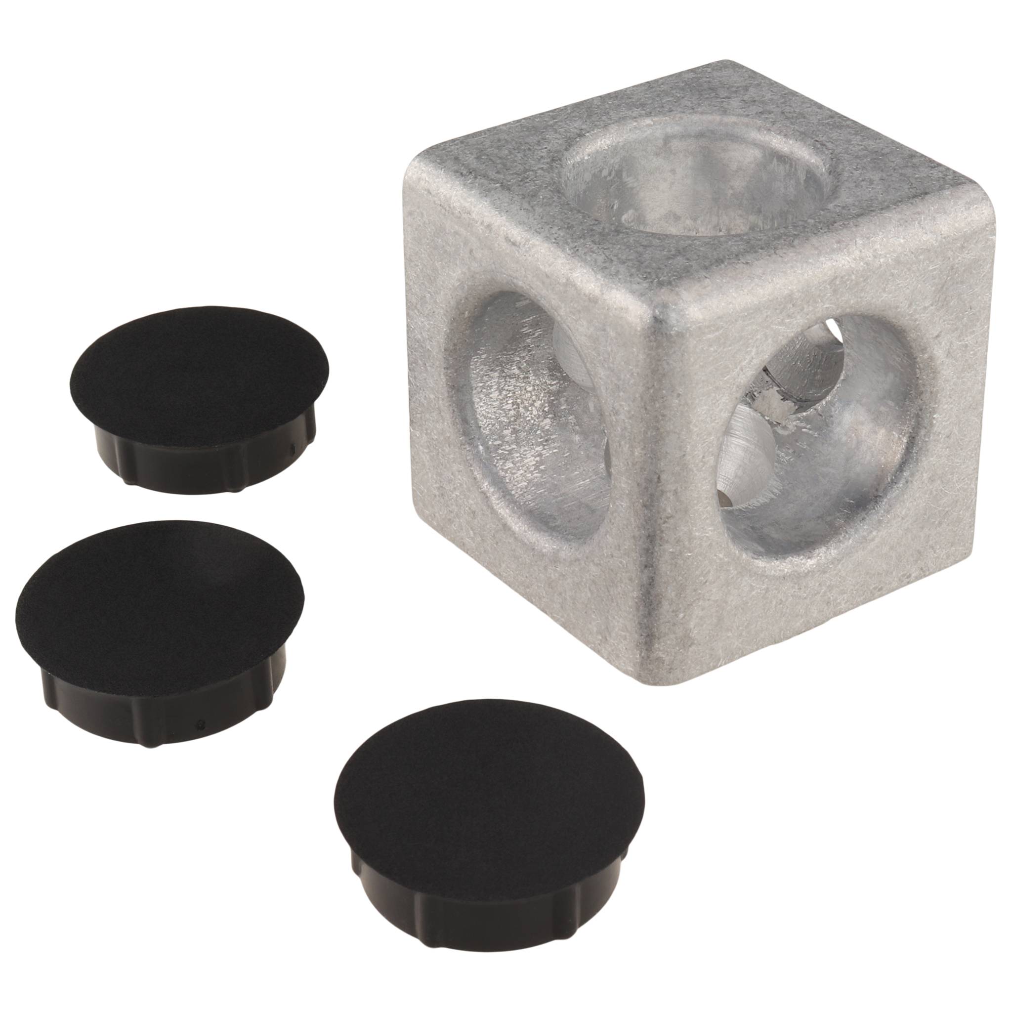 Verbinder, Würfelverbinder, 40x40x40, Aluminiumdruckguß, blank, alufarbig