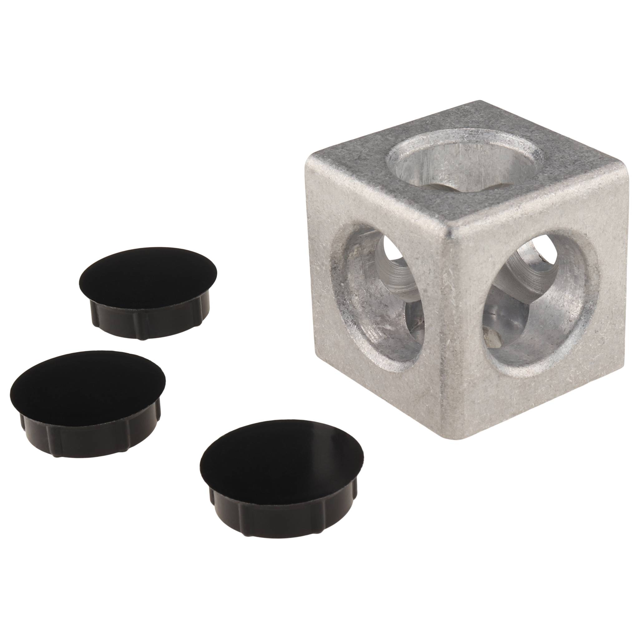 Verbinder, Würfelverbinder, 40x40x40, Aluminiumdruckguß, blank, alufarbig