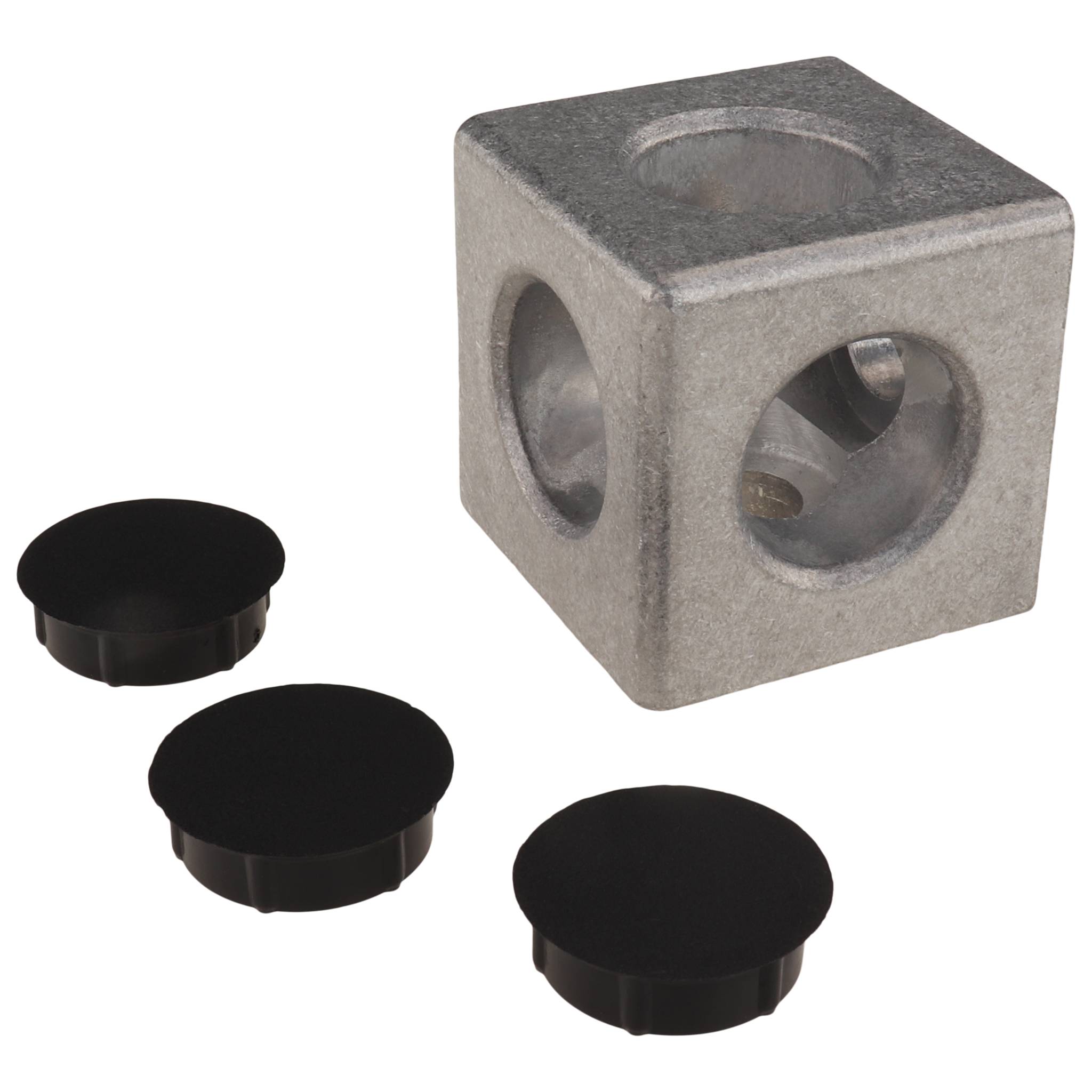 Verbinder, Würfelverbinder, 45x45x45, Aluminiumdruckguß, blank, alufarbig