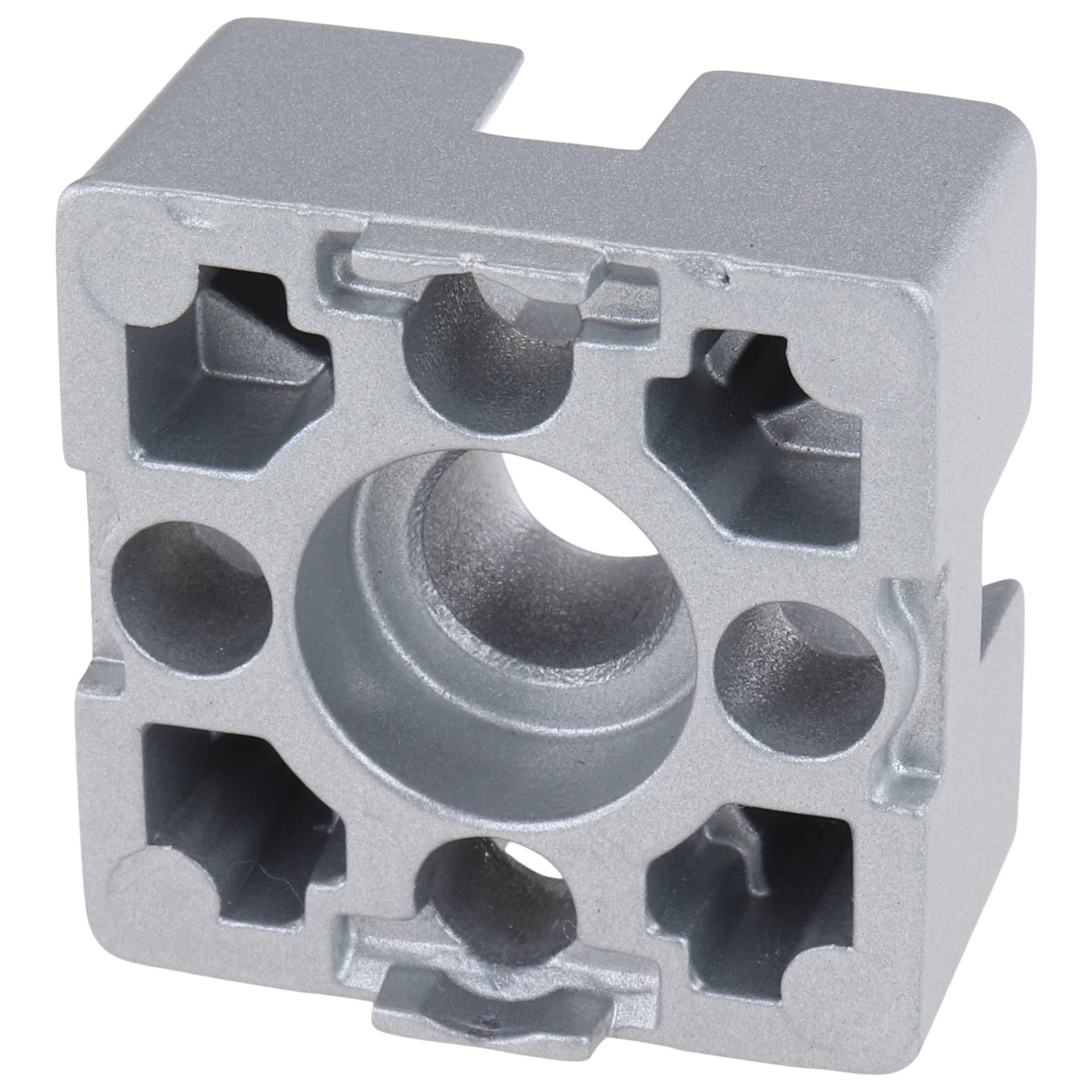 Verbinder, Plattenverbinder, 30x30x15, Aluminiumdruckguß, pulverbeschichtet, alufarbig