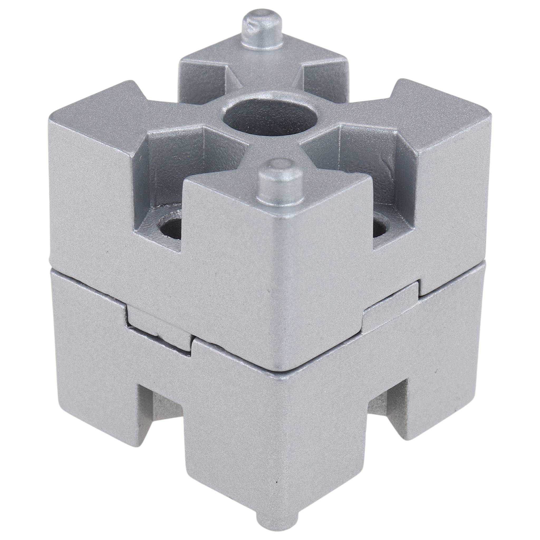 Verbinder, Plattenverbinder, 30x30x15, Aluminiumdruckguß, pulverbeschichtet, alufarbig