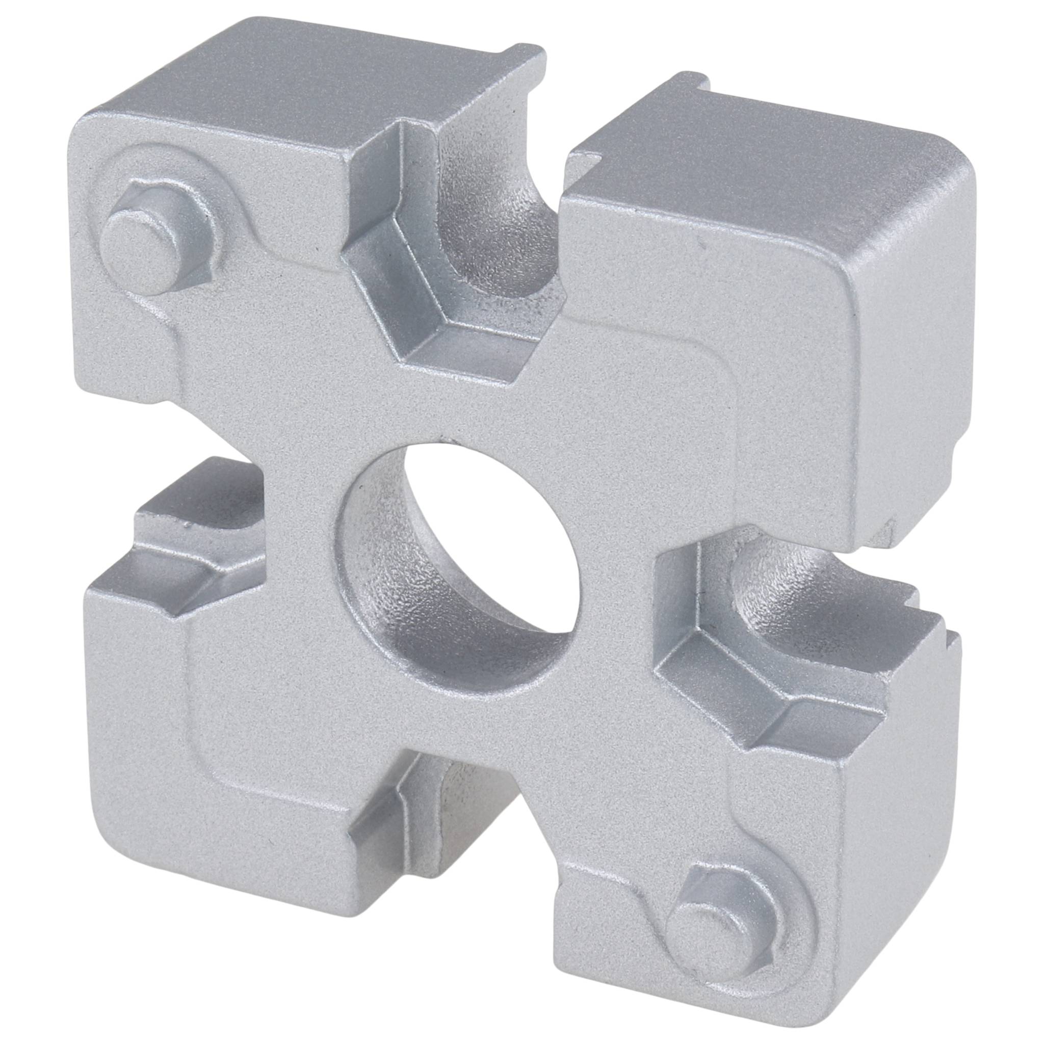 Verbinder, Plattenverbinder, 40x40x15, Aluminiumdruckguß, pulverbeschichtet, alufarbig