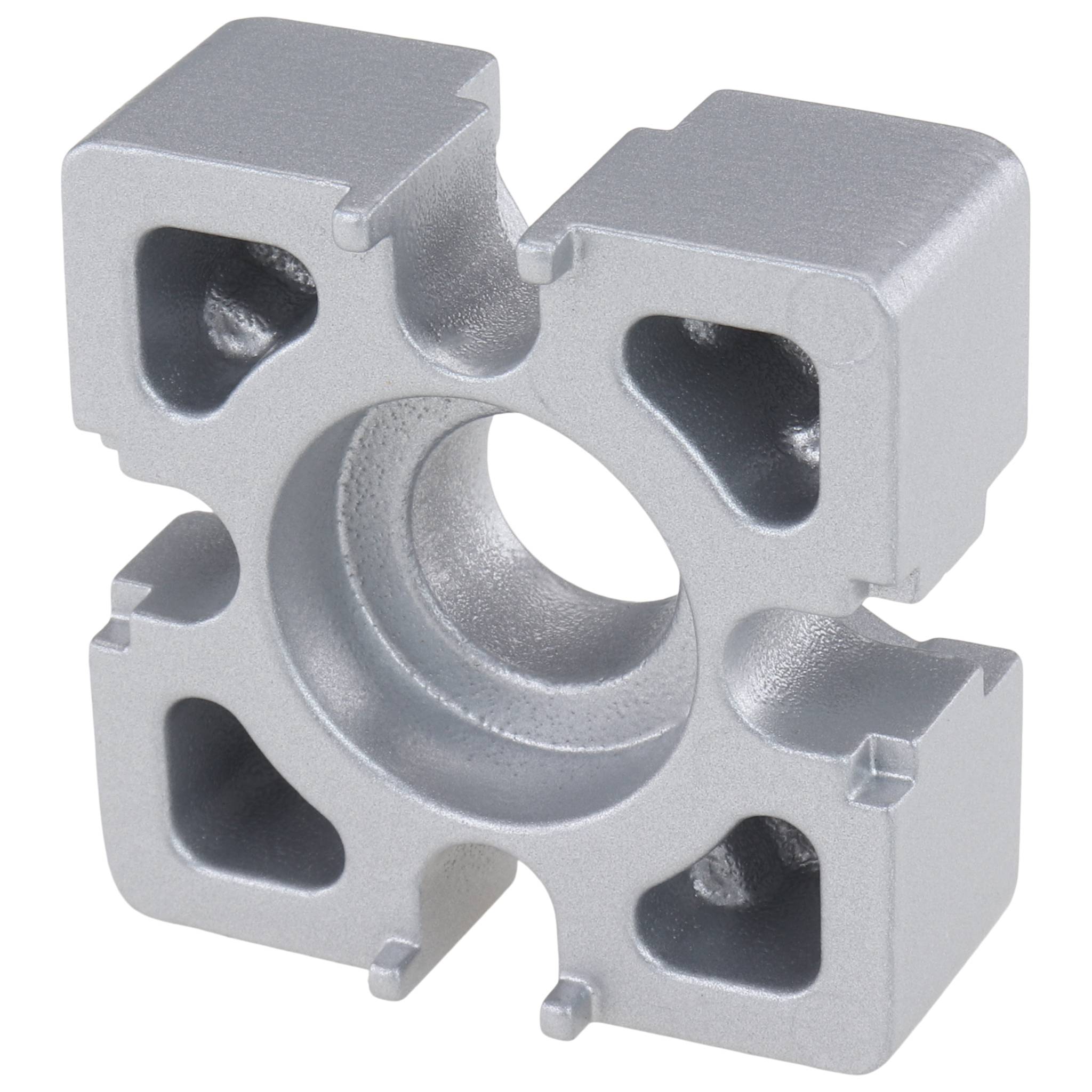 Verbinder, Plattenverbinder, 40x40x15, Aluminiumdruckguß, pulverbeschichtet, alufarbig