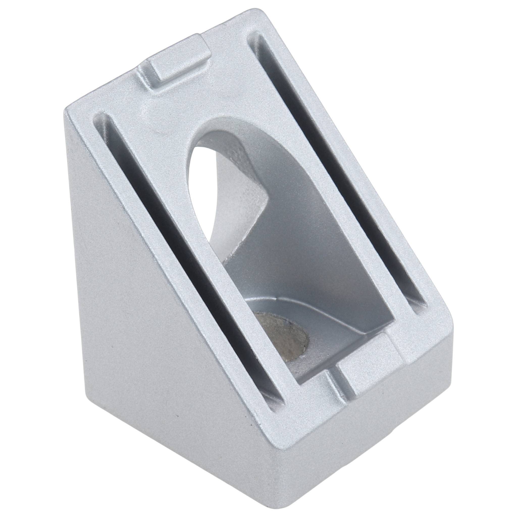 Verbinder, Winkelverbinder 45°, 30x30x30, Aluminiumdruckguß, pulverbeschichtet, alufarbig