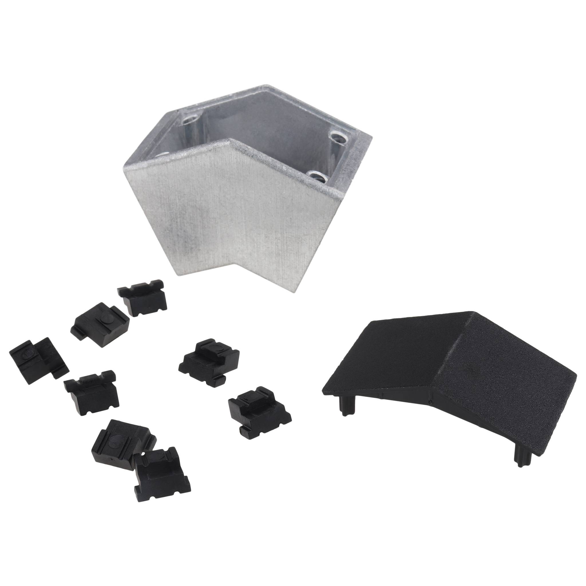 Verbinder, Winkelverbinder 45°, 30x30x47, Aluminiumdruckguß, blank, alufarbig