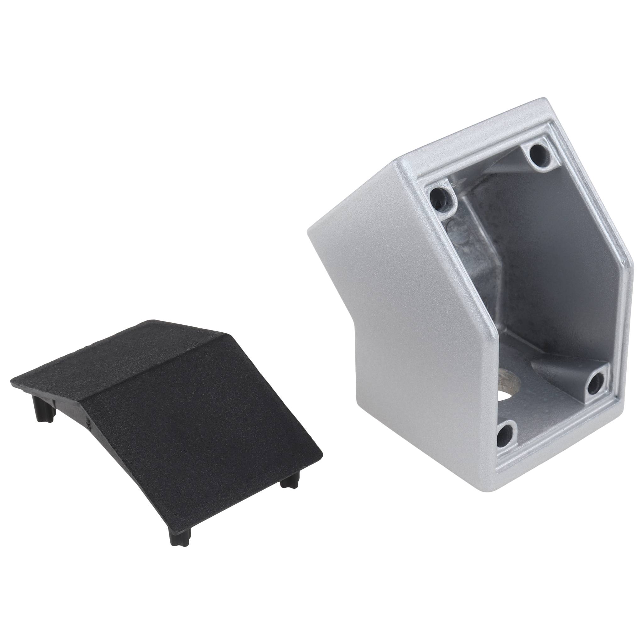 Verbinder, Winkelverbinder 45°, 30x30x47, Aluminiumdruckguß, pulverbeschichtet, alufarbig