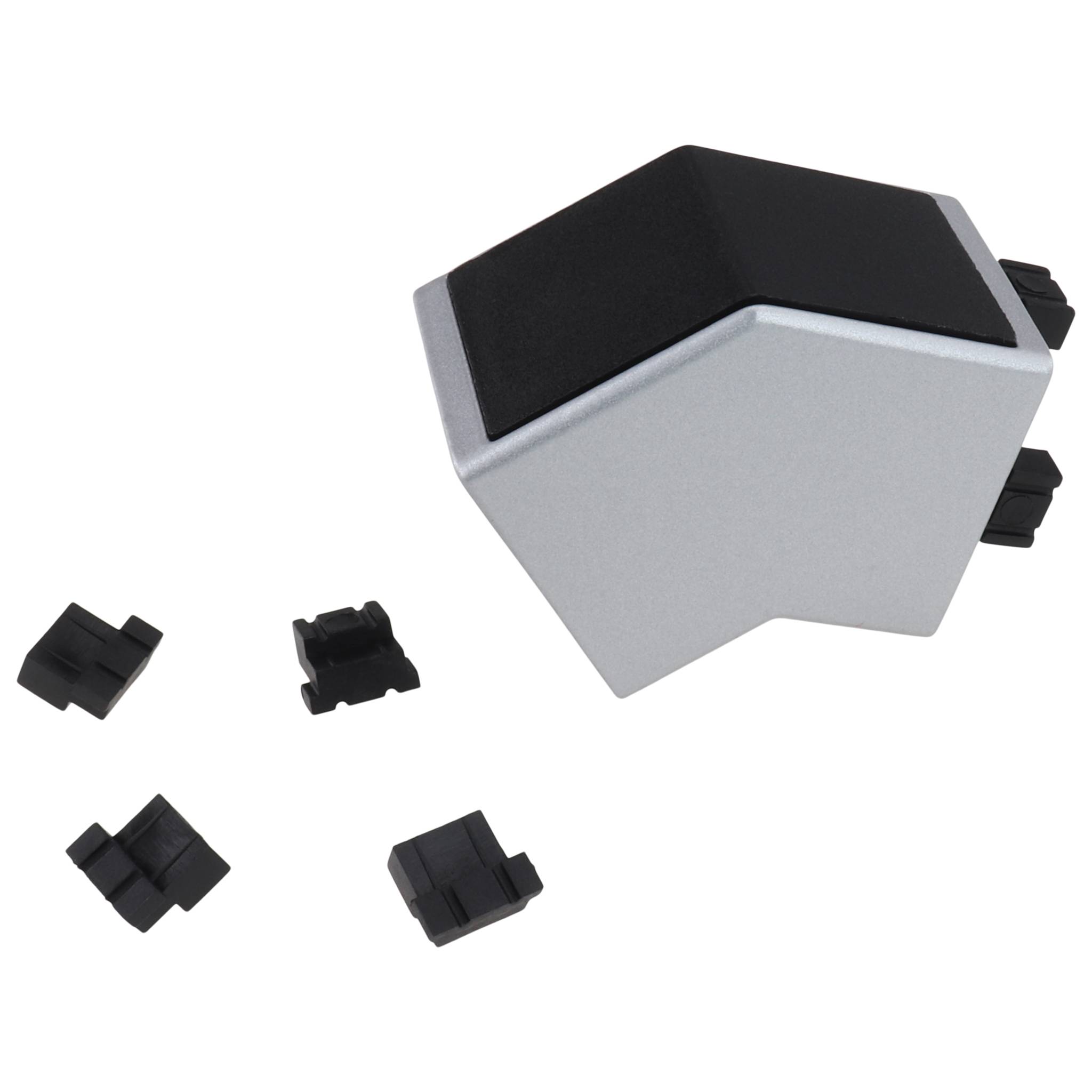 Verbinder, Winkelverbinder 45°, 30x30x47, Aluminiumdruckguß, pulverbeschichtet, alufarbig