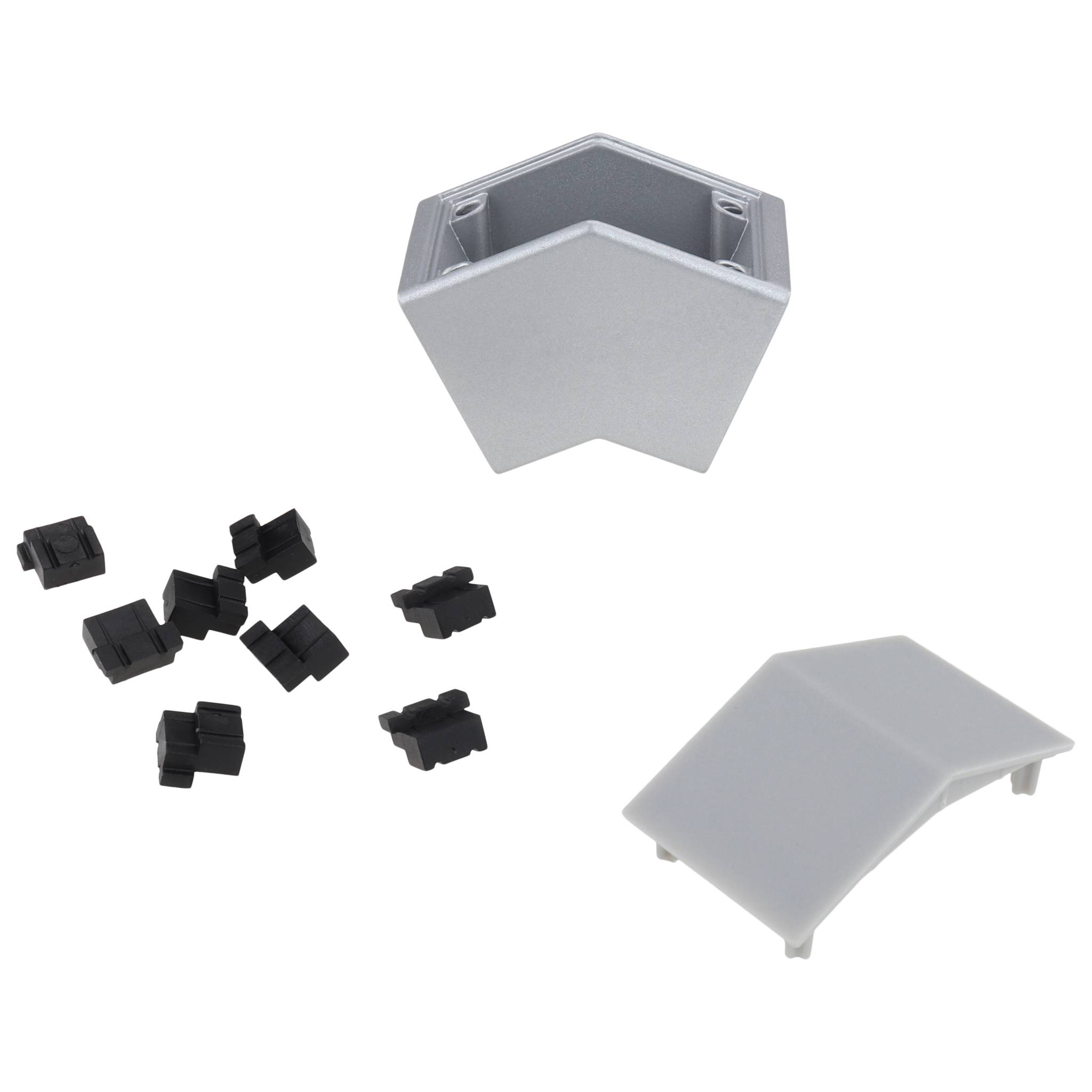 Verbinder, Winkelverbinder 45°, 30x30x47, Aluminiumdruckguß, pulverbeschichtet, alufarbig