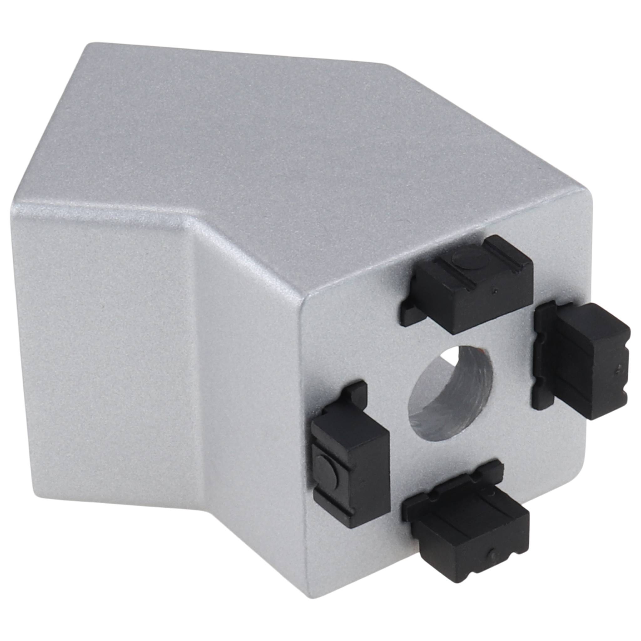 Verbinder, Winkelverbinder 45°, 30x30x47, Aluminiumdruckguß, pulverbeschichtet, alufarbig