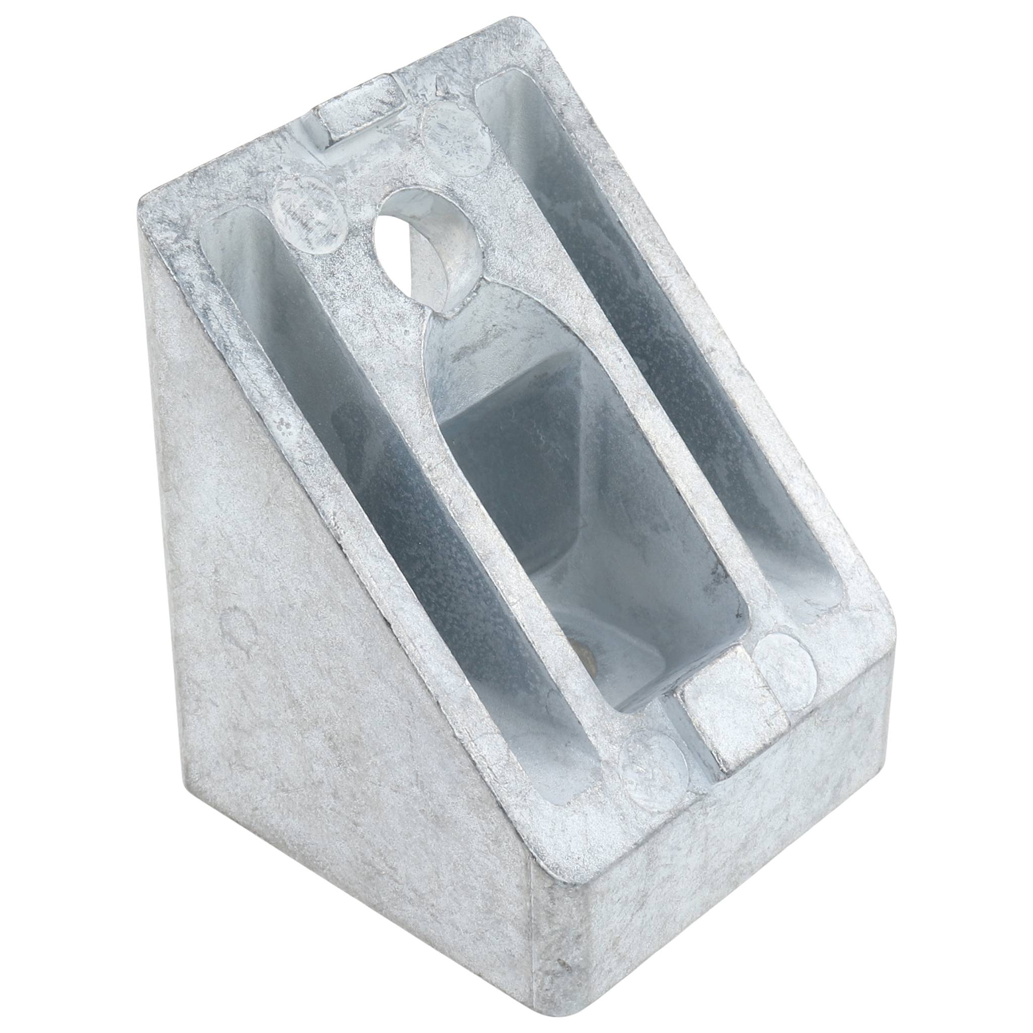 Verbinder, Winkelverbinder 45°, 40x40x40, Zink-Druckguß, blank, alufarbig