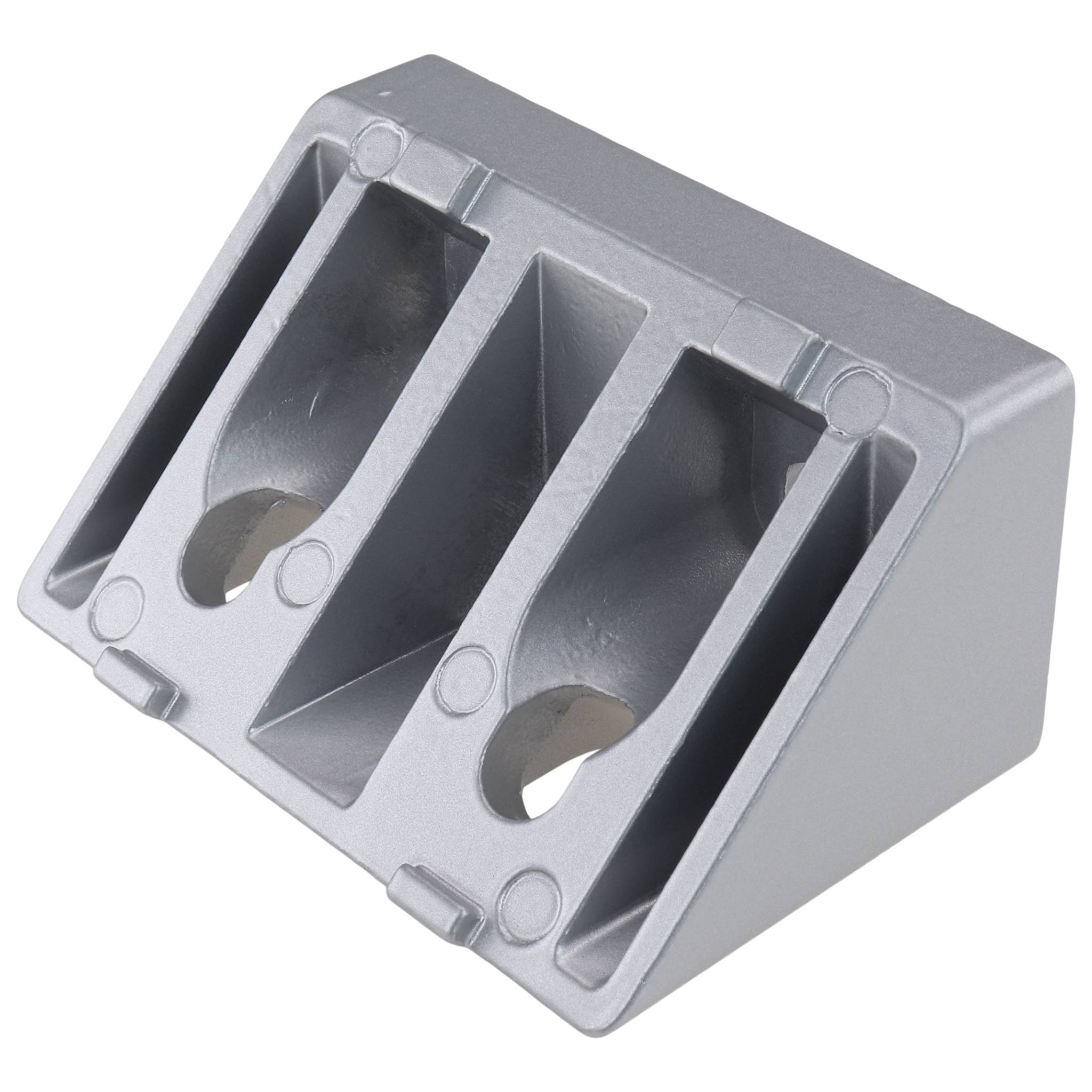 Verbinder, Winkelverbinder 45°, 80x40x40, Aluminiumdruckguß, pulverbeschichtet, alufarbig