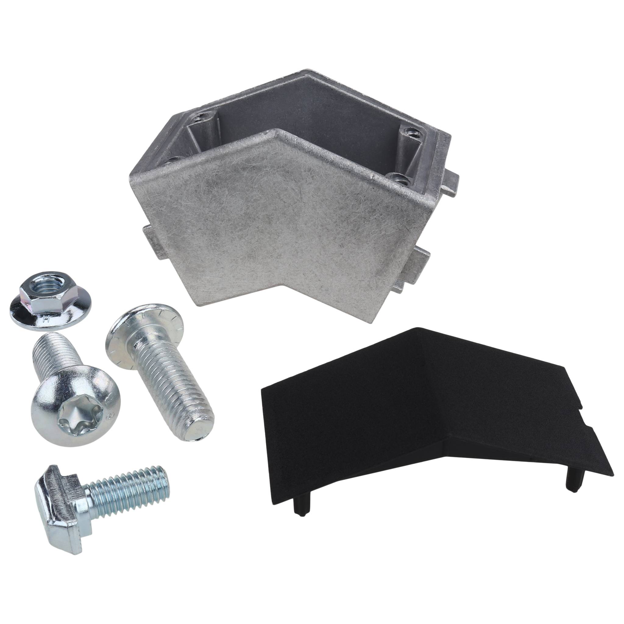 Verbinder, Winkelverbinder 45°, 40x40x18, Aluminiumdruckguß, blank, alufarbig