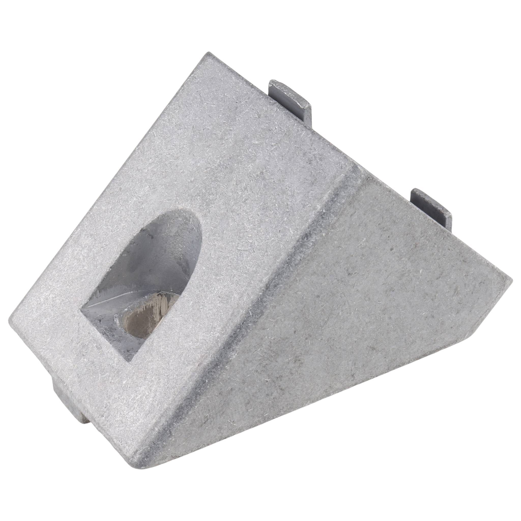 Verbinder, Winkelverbinder 45°, 45x45x45, Aluminiumdruckguß, blank, alufarbig