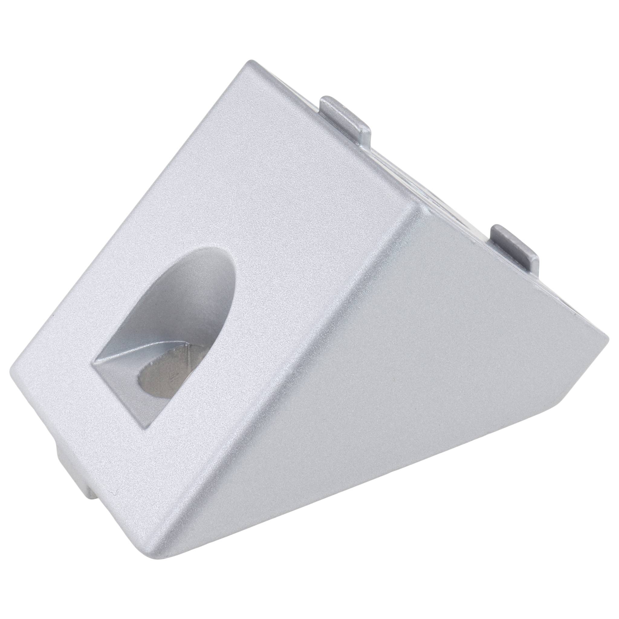 Verbinder, Winkelverbinder 45°, 45x45x45, Aluminiumdruckguß, pulverbeschichtet, alufarbig