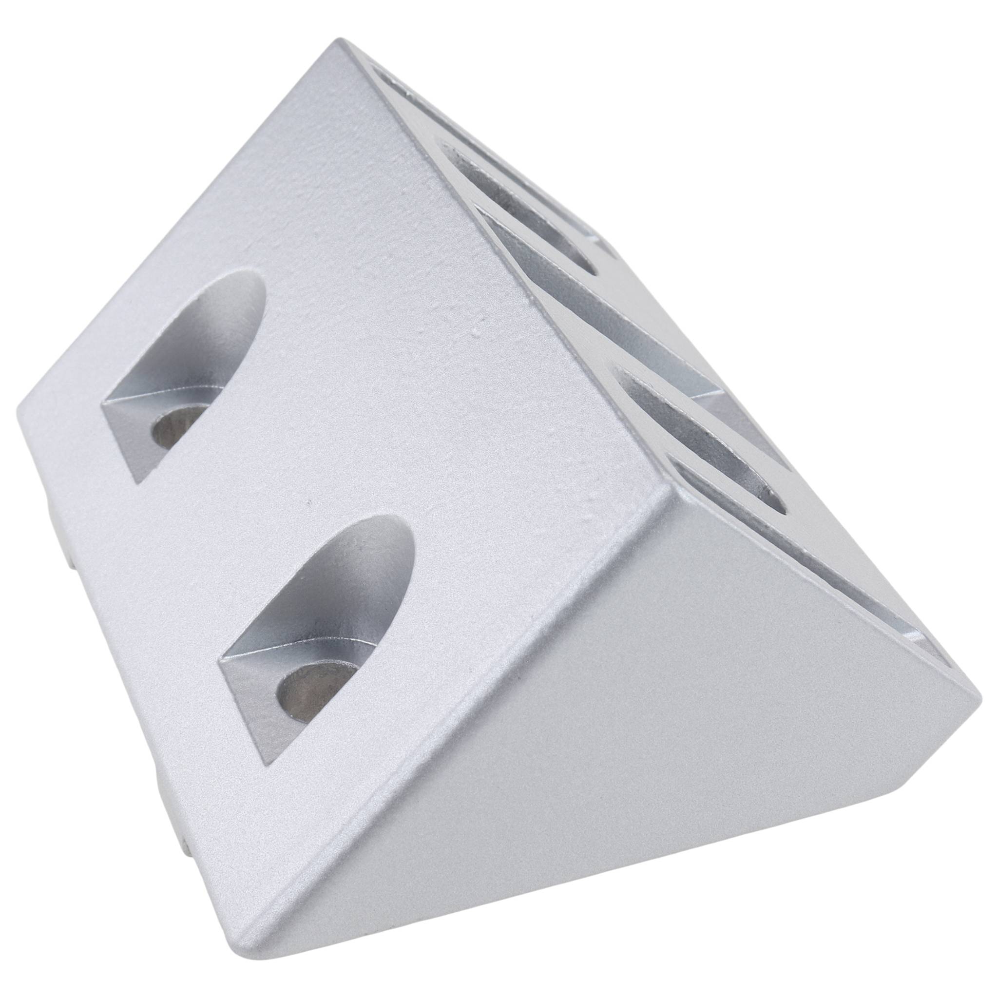 Verbinder, Winkelverbinder 45°, 90x45x45, Aluminiumdruckguß, pulverbeschichtet, alufarbig