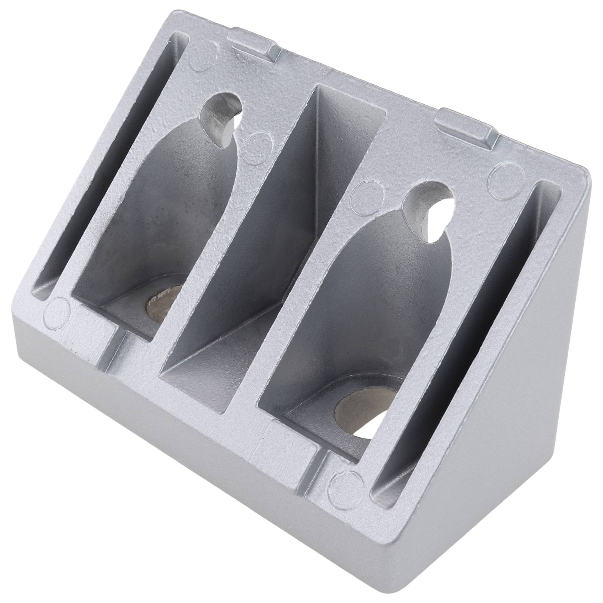 Verbinder, Winkelverbinder 45°, 90x45x45, Aluminiumdruckguß, pulverbeschichtet, alufarbig