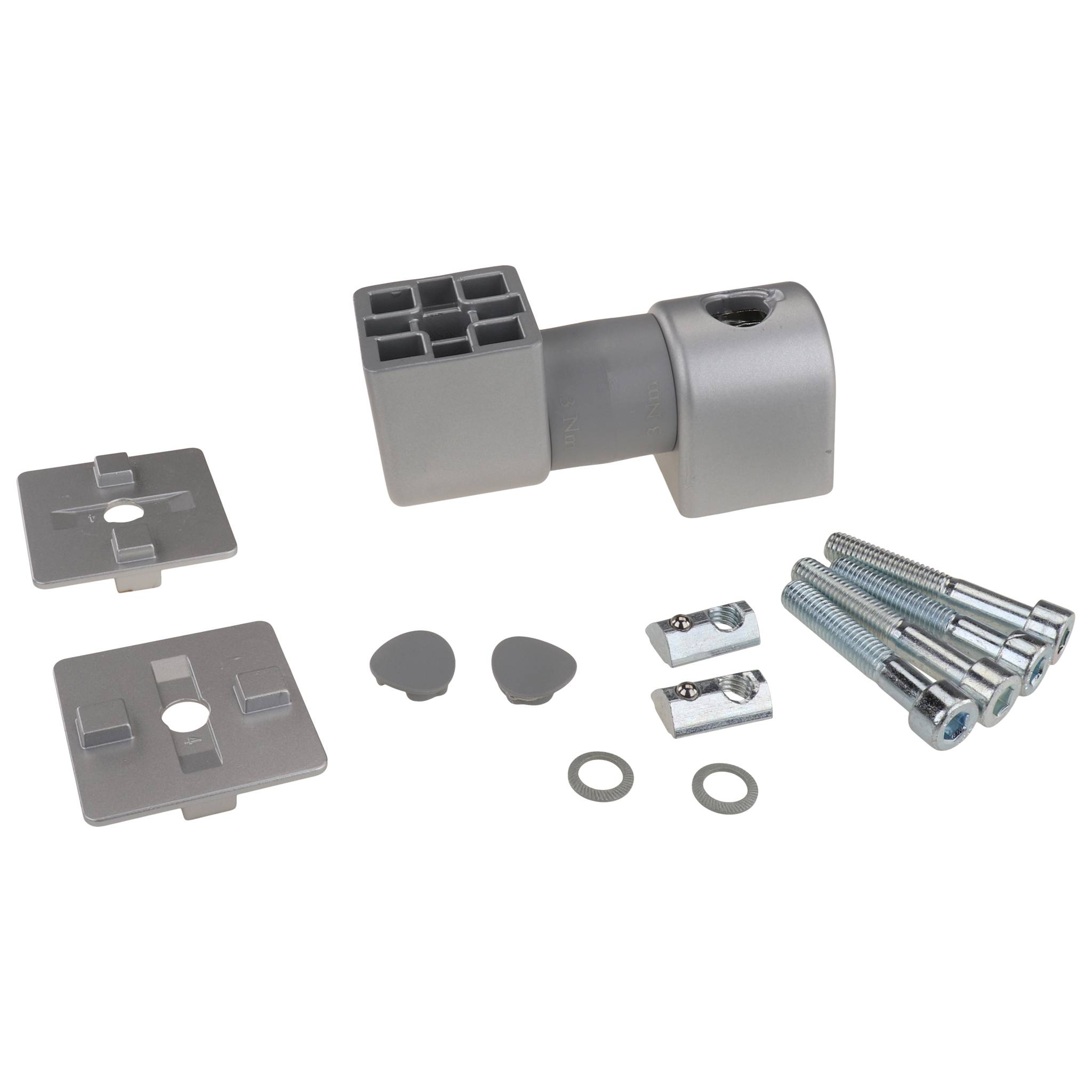 Friktionsgelenk, 40x60x110, Aluminiumdruckguß, lackiert, alufarbig