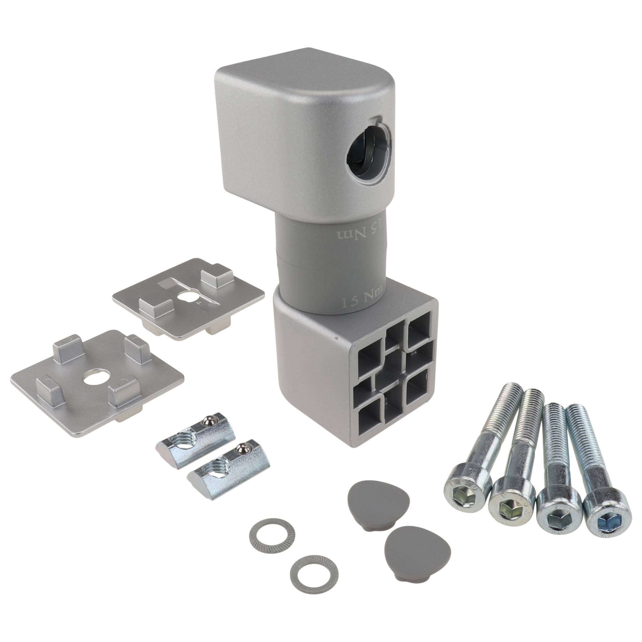 Friktionsgelenk, 40x60x110, Aluminiumdruckguß, lackiert, alufarbig