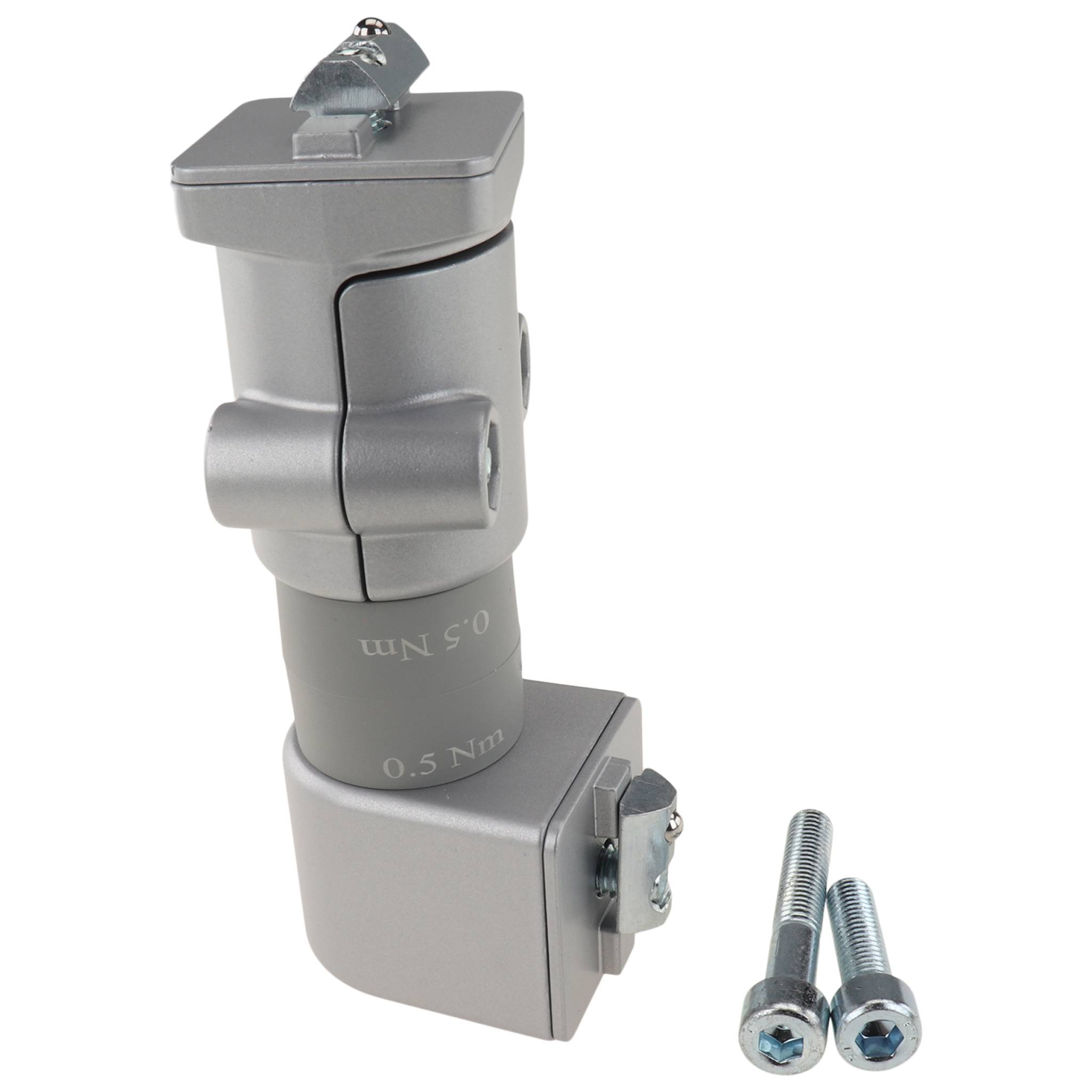 Anschluß-Friktionsgelenk, 40x40x130, Aluminiumdruckguß, lackiert, alufarbig