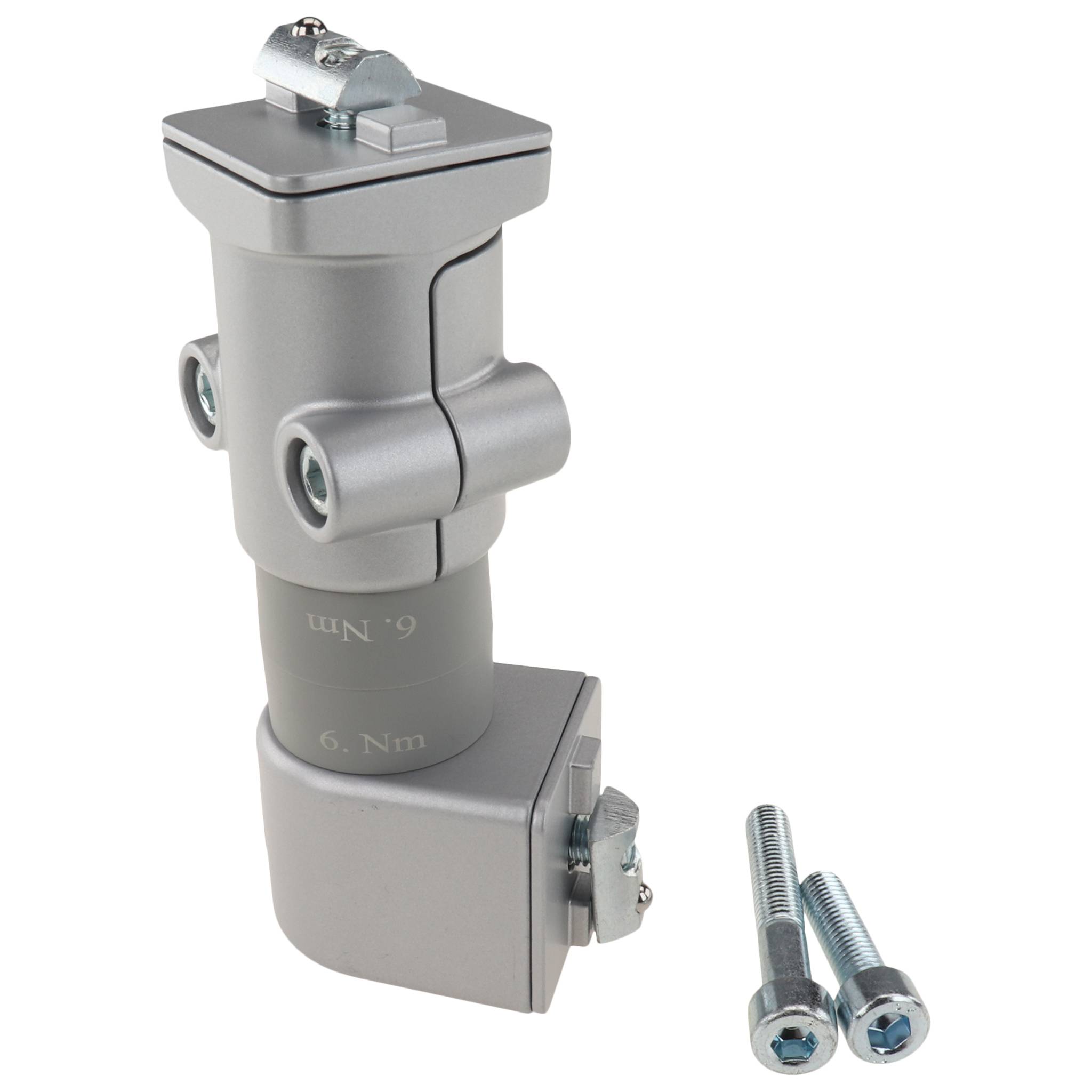 Anschluß-Friktionsgelenk, 40x40x130, Aluminiumdruckguß, lackiert, alufarbig