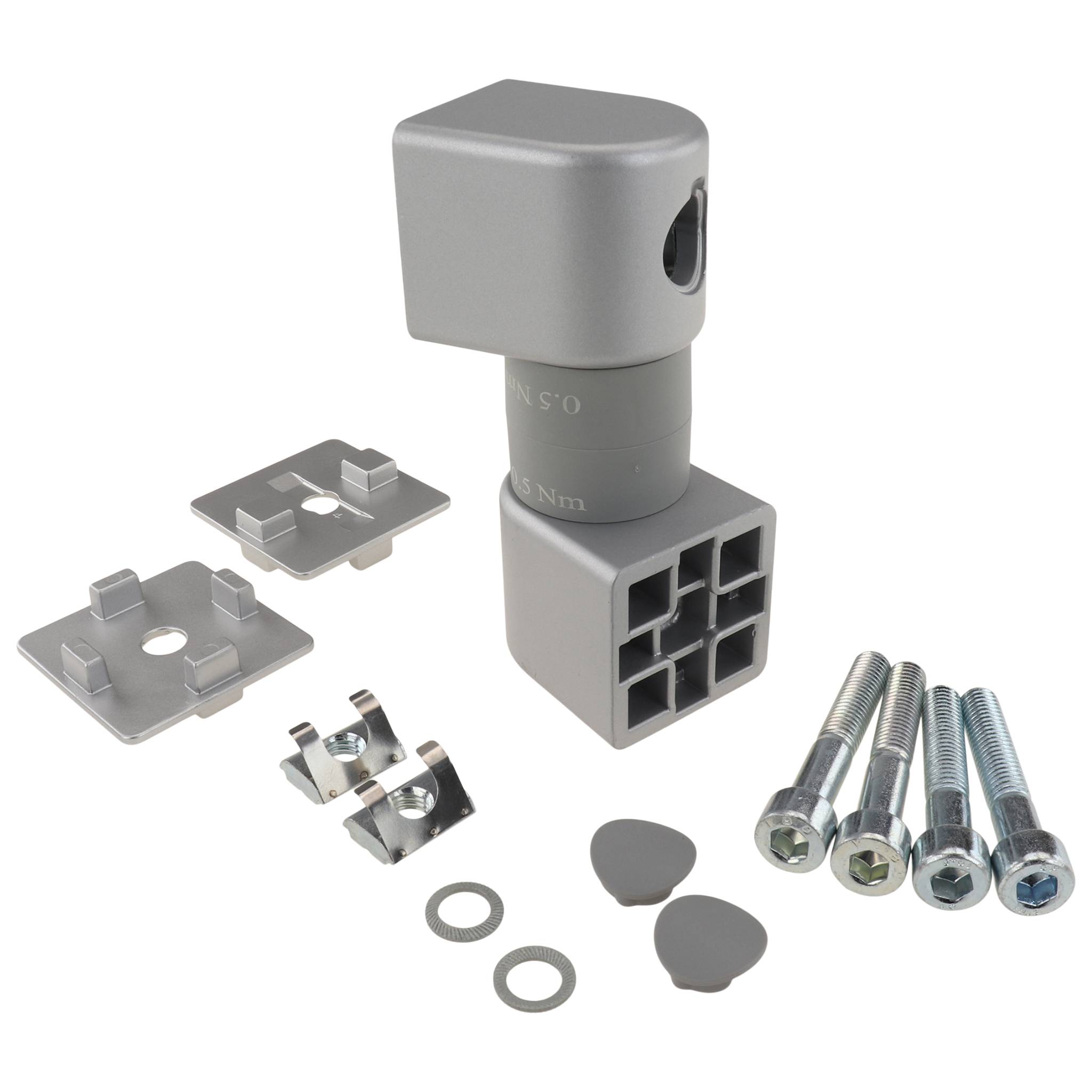 Friktionsgelenk, 40x40x110, Aluminiumdruckguß, lackiert, alufarbig