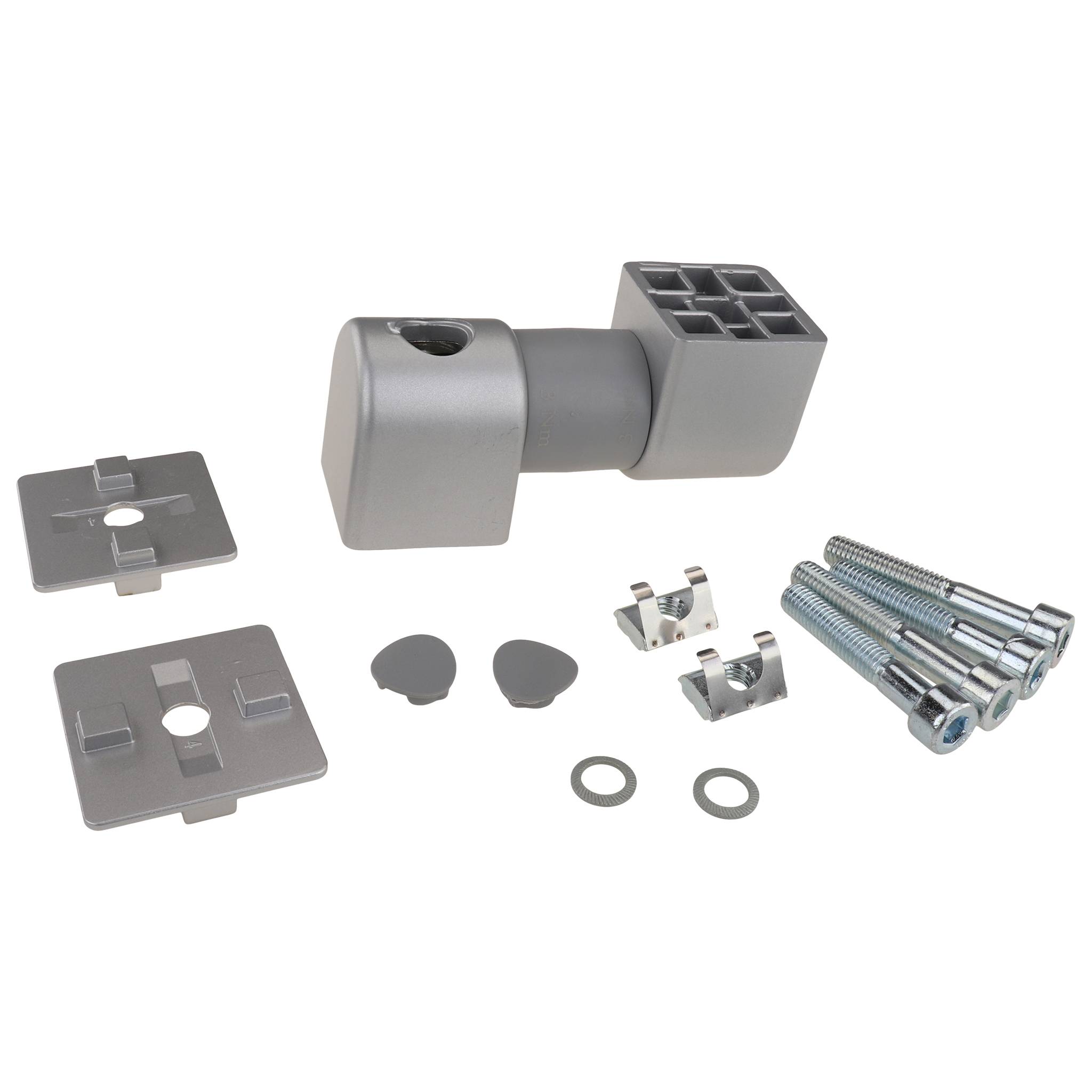 Friktionsgelenk, 40x40x110, Aluminiumdruckguß, lackiert, alufarbig