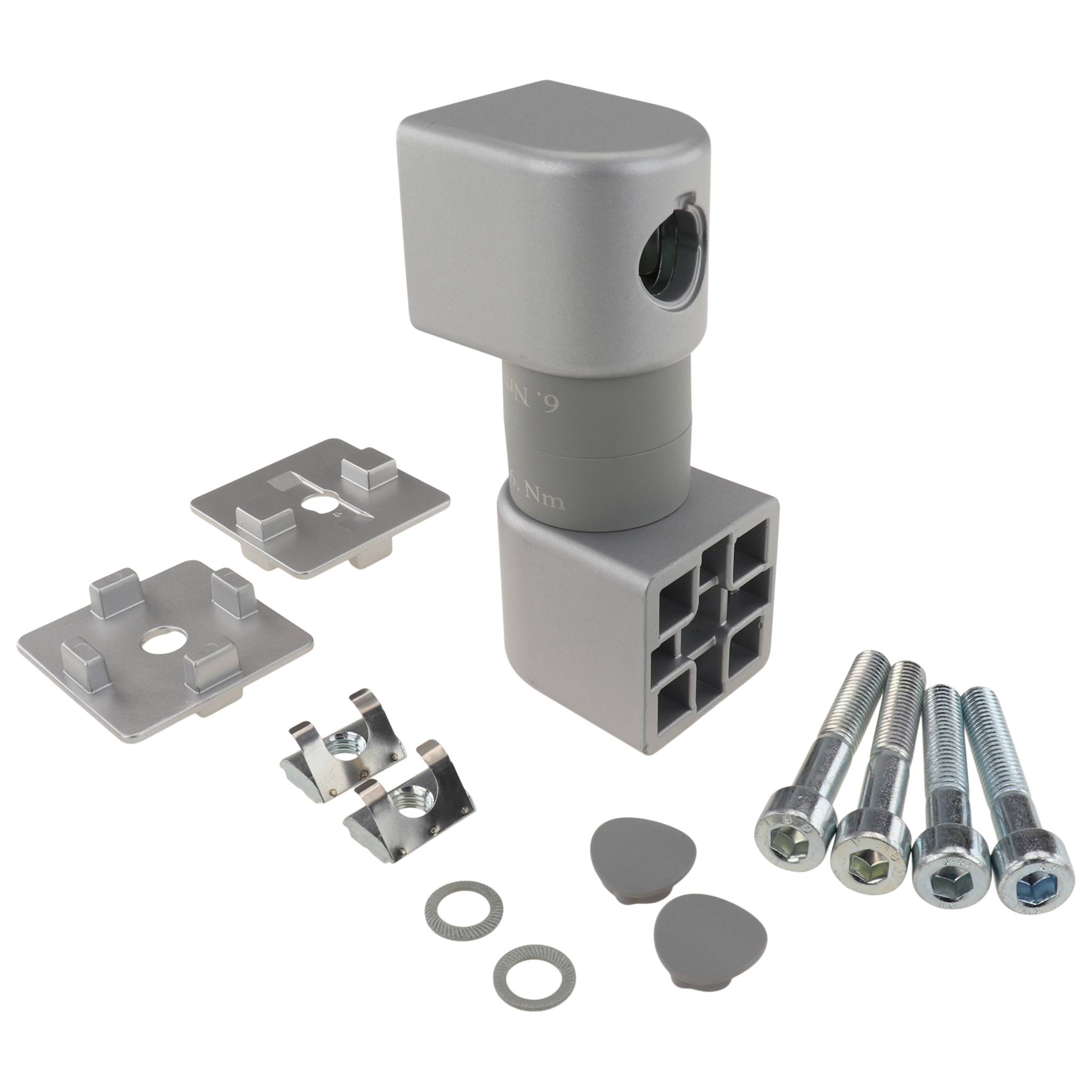 Friktionsgelenk, 40x40x110, Aluminiumdruckguß, lackiert, alufarbig