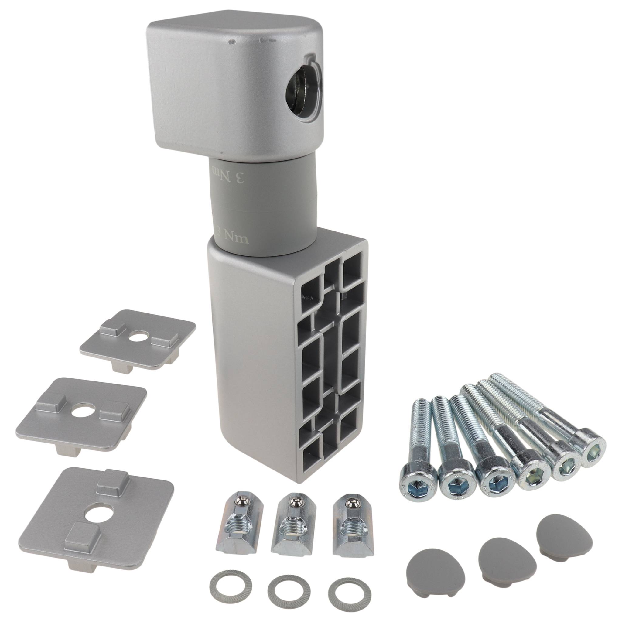 Friktionsgelenk, 40x40x150, Aluminiumdruckguß, lackiert, alufarbig