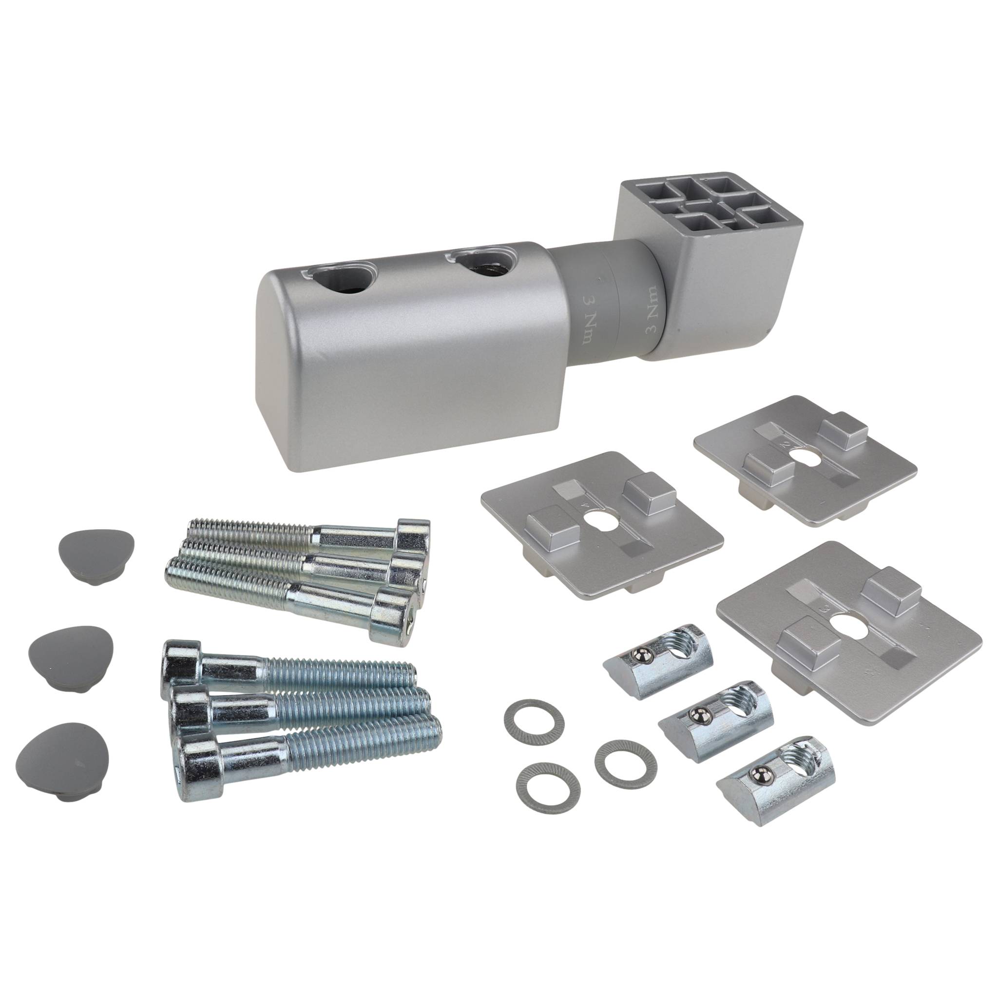 Friktionsgelenk, 40x40x150, Aluminiumdruckguß, lackiert, alufarbig