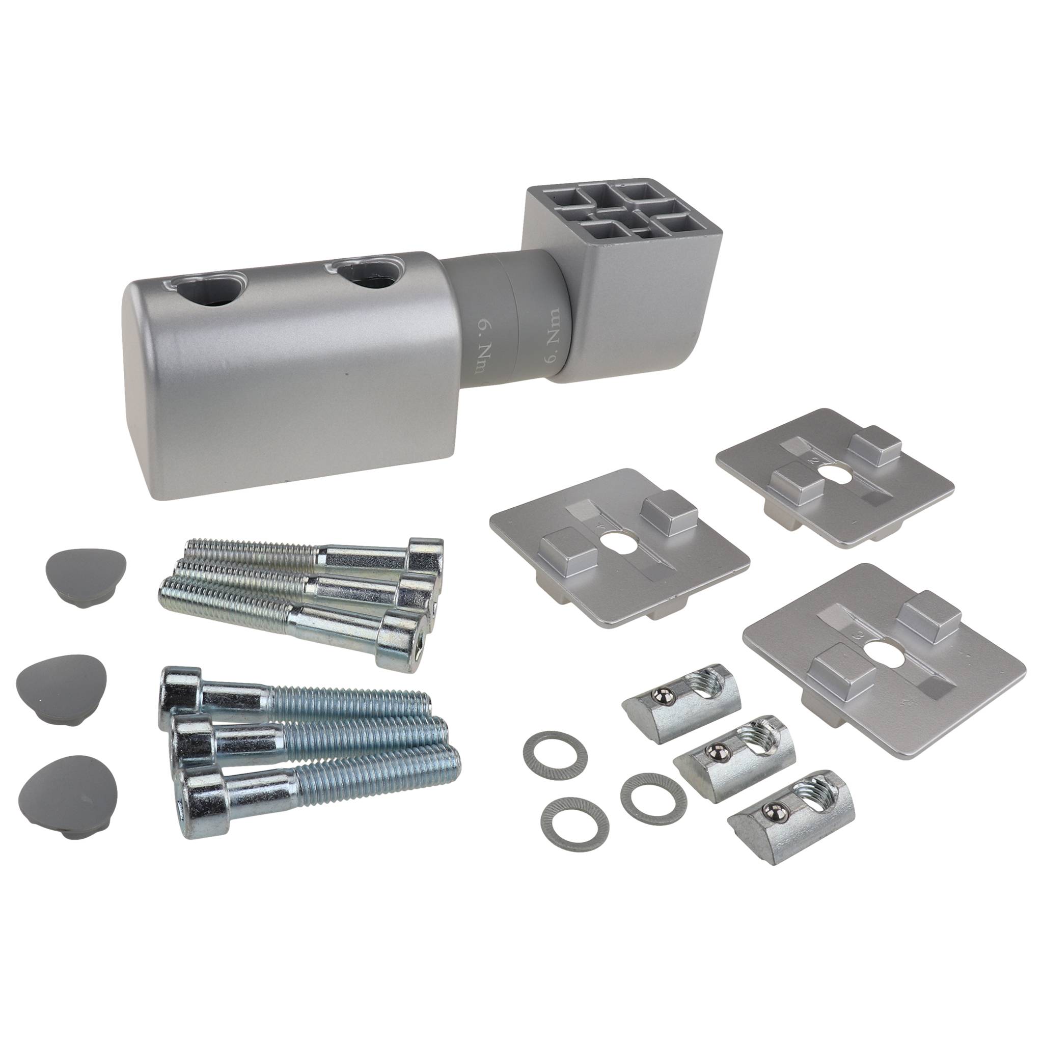 Friktionsgelenk, 40x40x150, Aluminiumdruckguß, lackiert, alufarbig