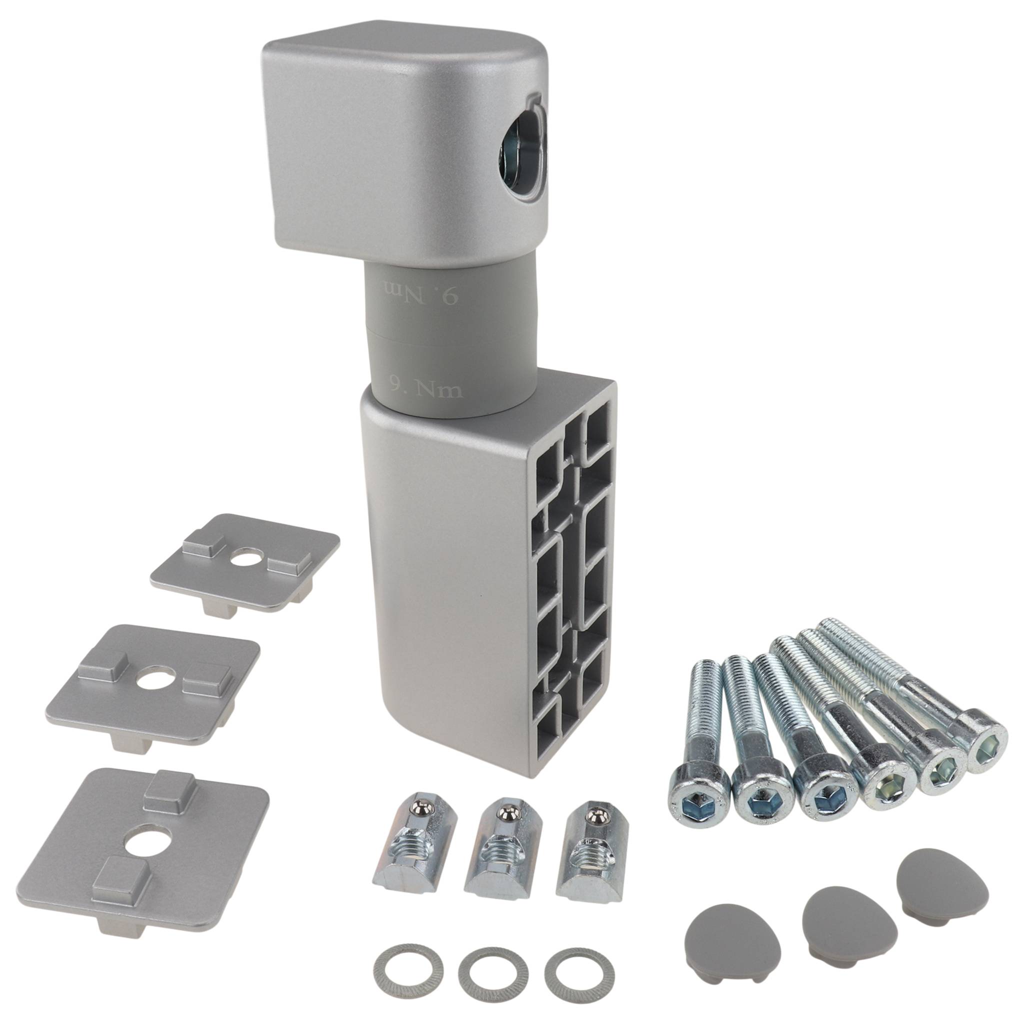 Friktionsgelenk, 40x40x150, Aluminiumdruckguß, lackiert, alufarbig