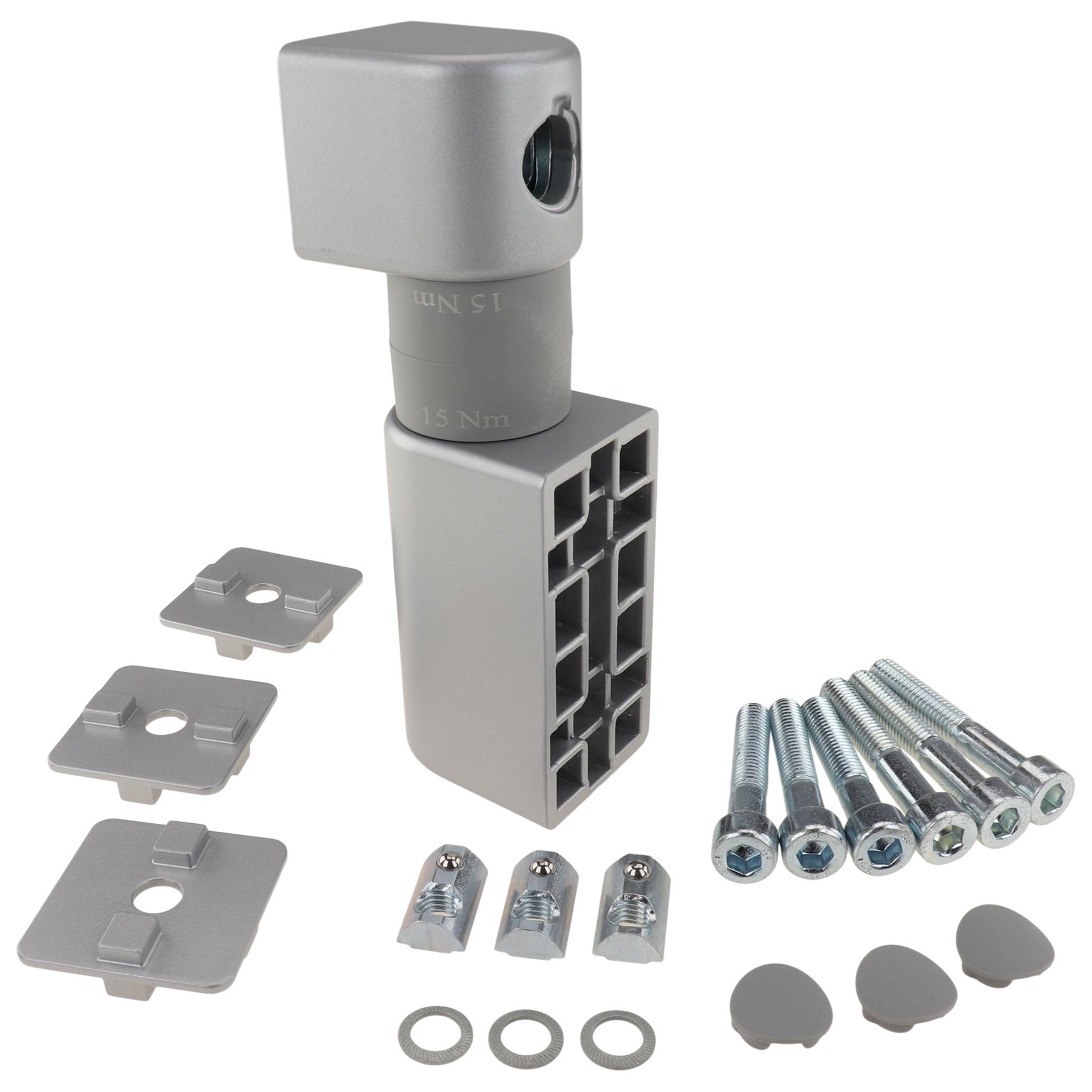 Friktionsgelenk, 40x40x150, Aluminiumdruckguß, lackiert, alufarbig